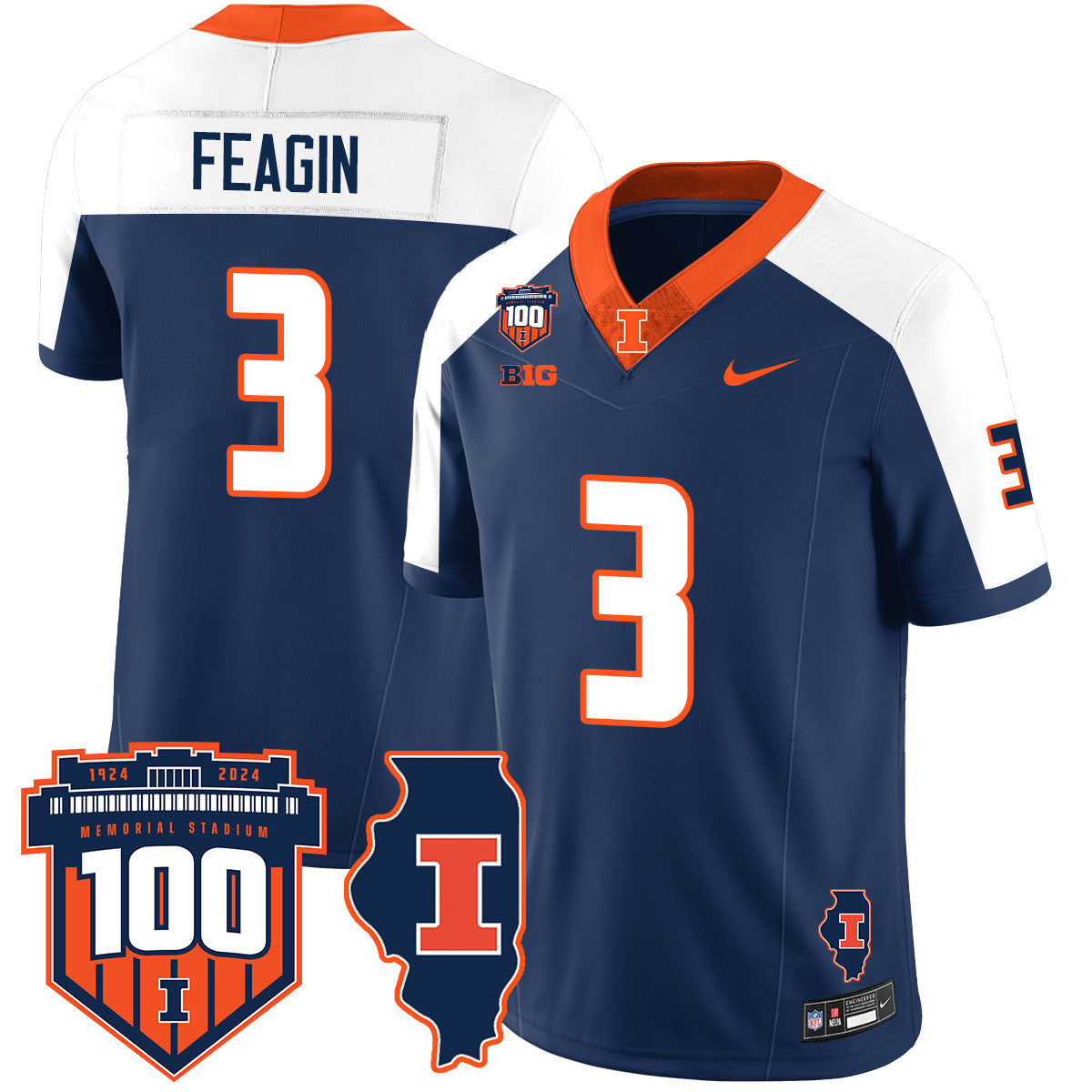 Men's Illinois Football Vapor Jersey - All Stitched