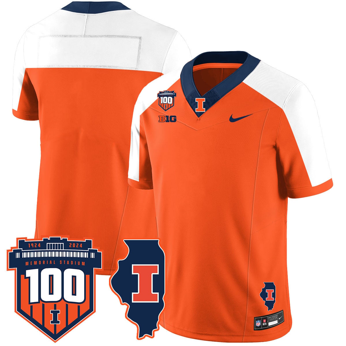 Men's Illinois Football Vapor Jersey - All Stitched