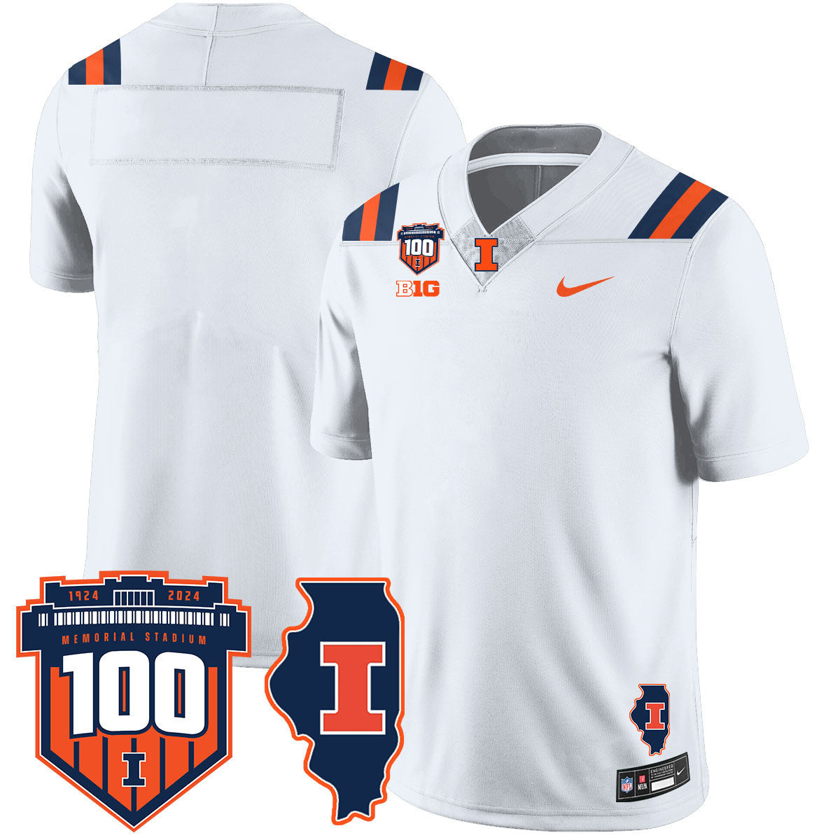 Men's Illinois Football Vapor Jersey - All Stitched
