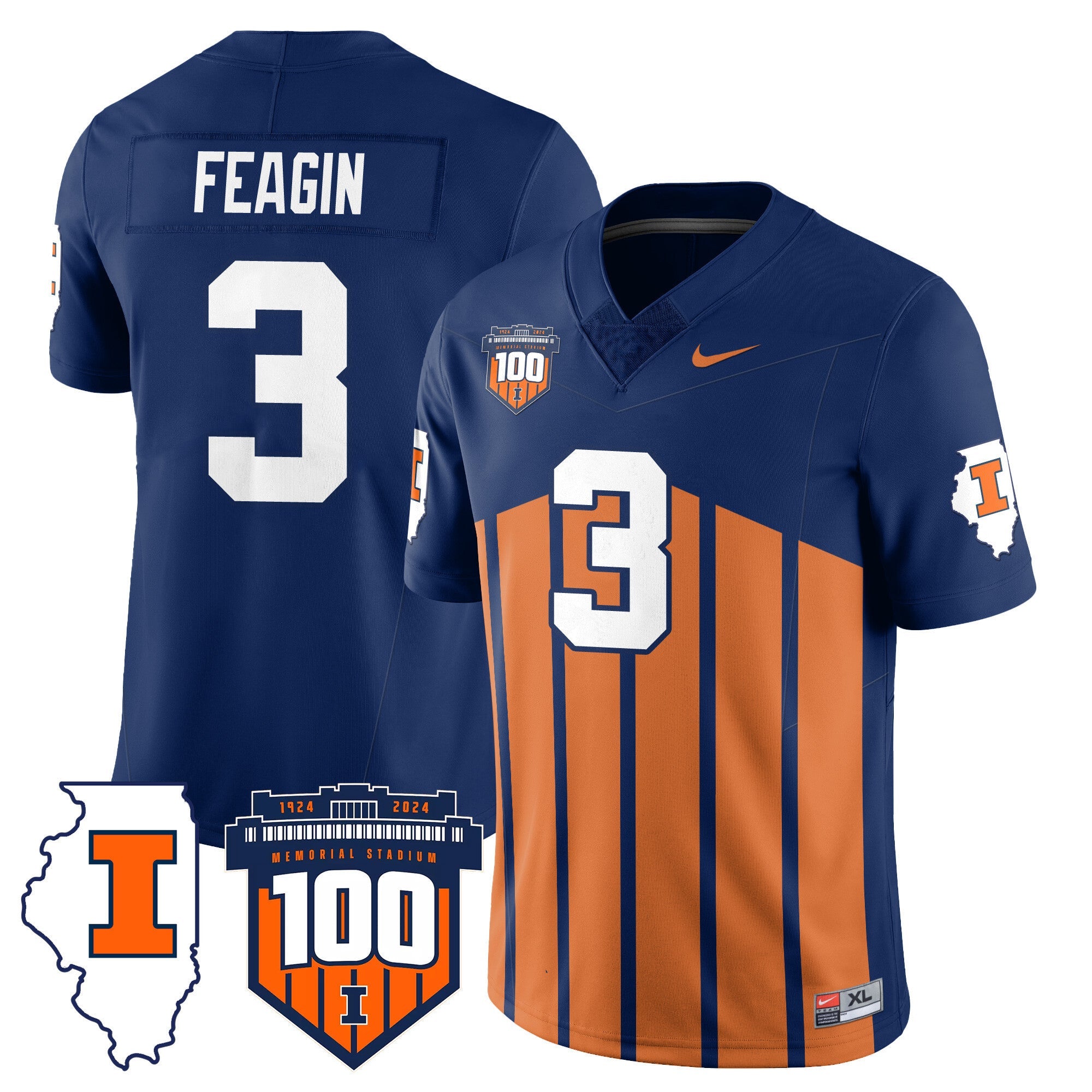 Men's Illinois Football Vapor Jersey - All Stitched