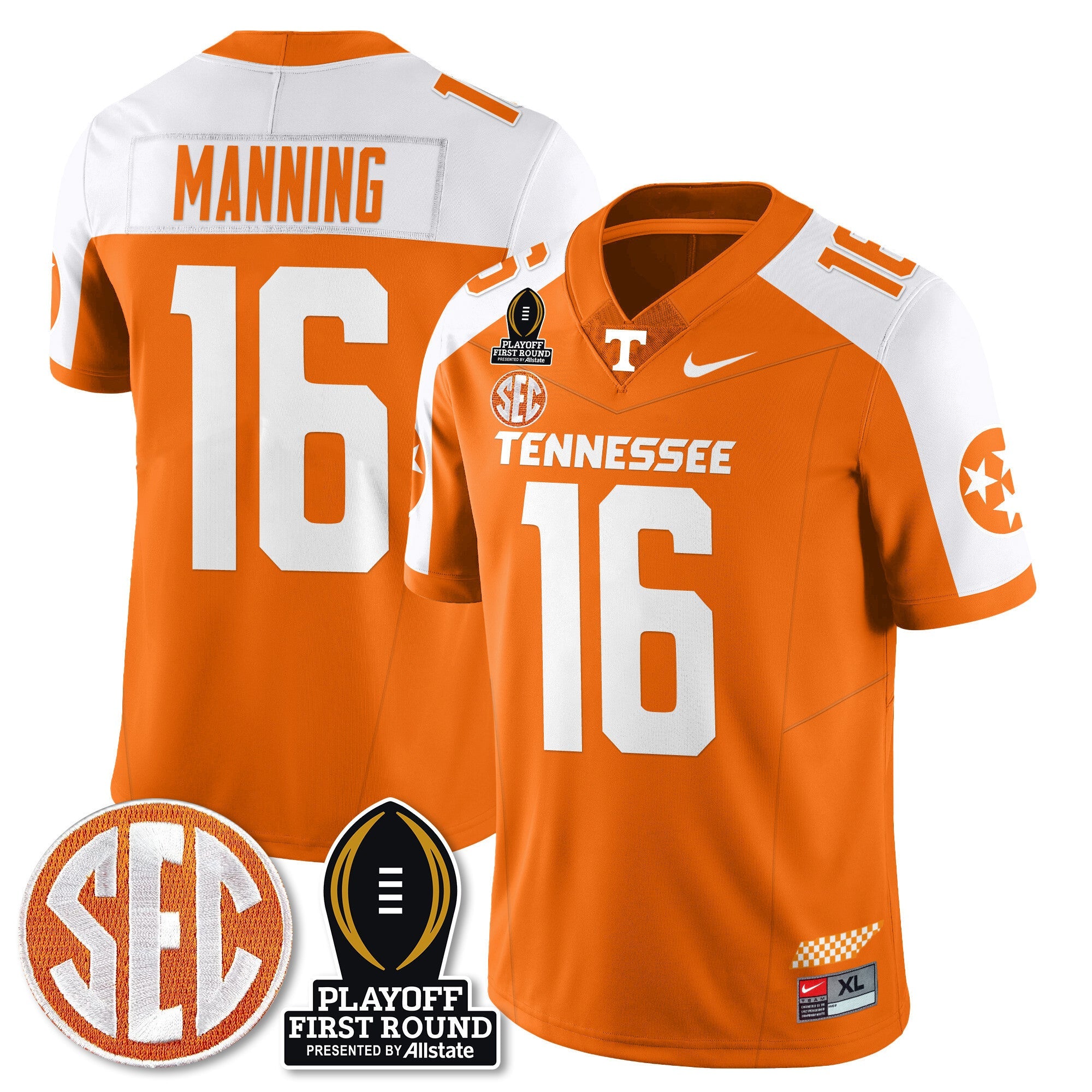 Men's Tennessee Volunteers Football Jersey - Playoff First Round Patch - All Stitched