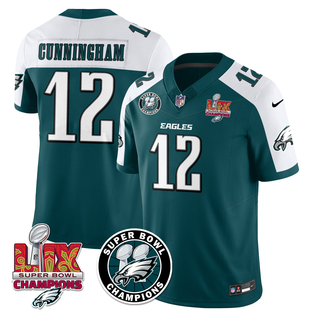 Men's Philadelphia Eagles Super Bowl LIX Champions Jersey V2 - All Stitched