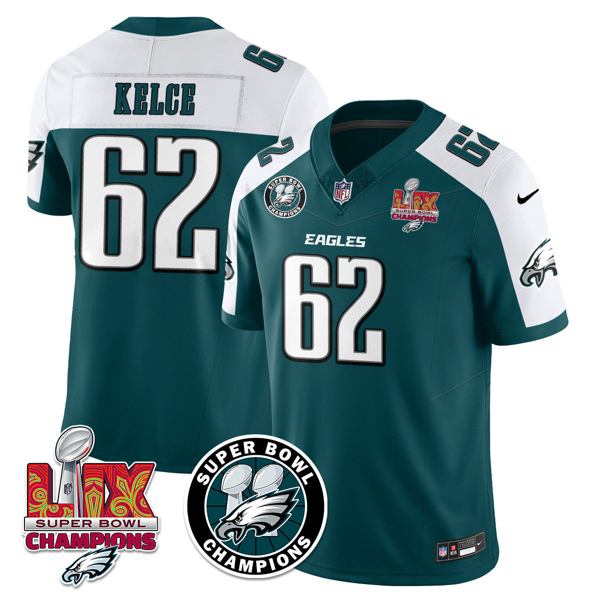 Men's Philadelphia Eagles Super Bowl LIX Champions Jersey V2 - All Stitched
