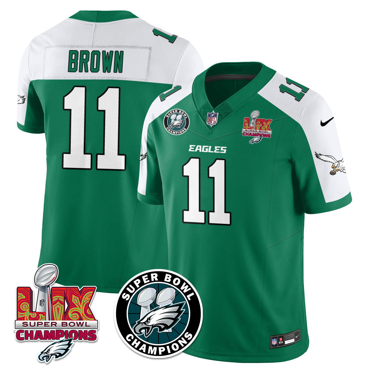 Men's Philadelphia Eagles Super Bowl LIX Champions Jersey V2 - All Stitched
