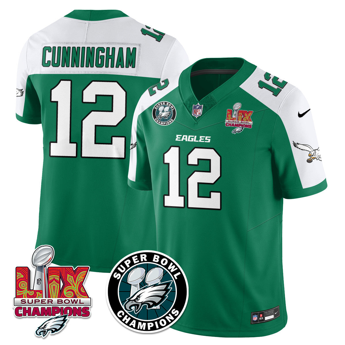 Men's Philadelphia Eagles Super Bowl LIX Champions Jersey V2 - All Stitched