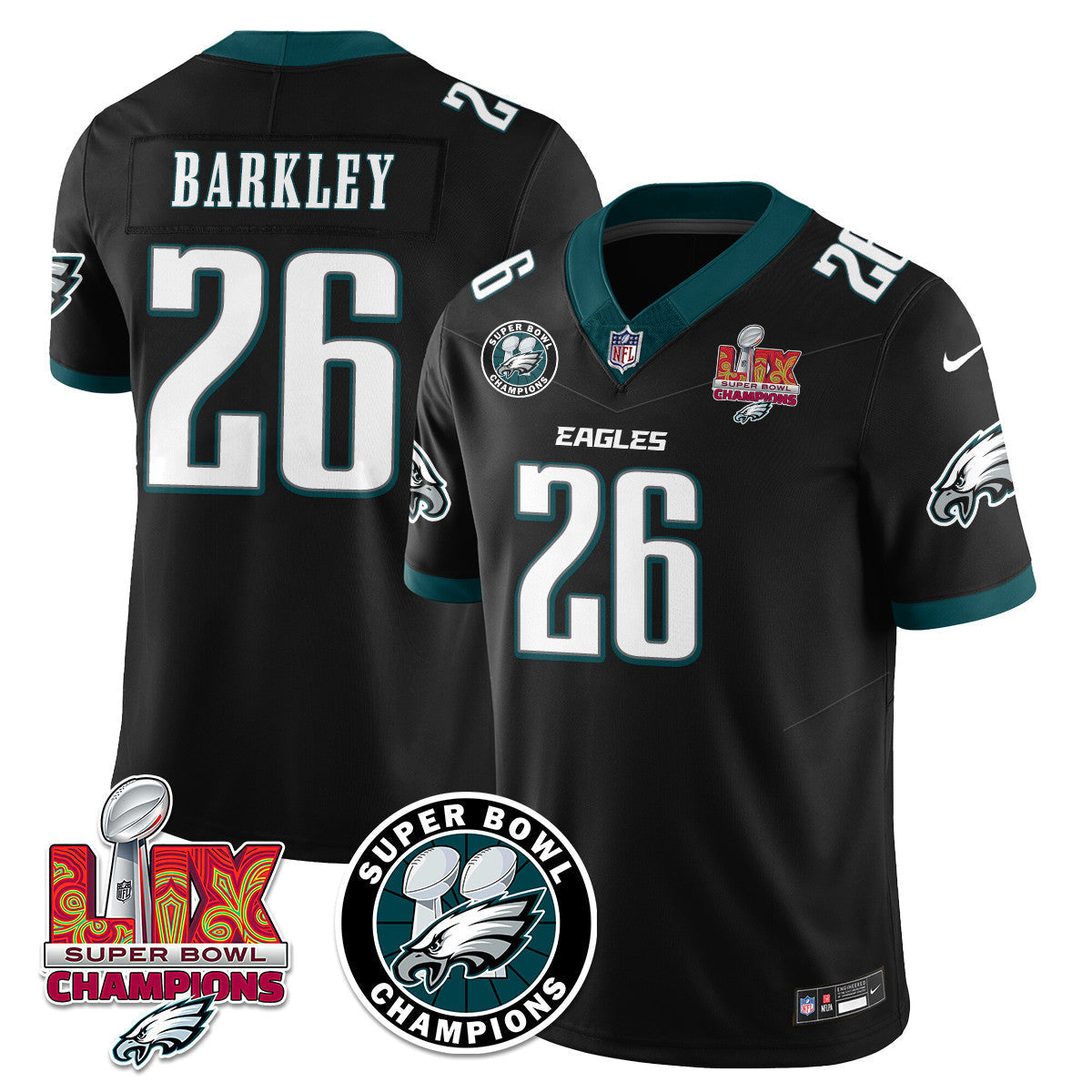 Men's Philadelphia Eagles Super Bowl LIX Champions Jersey V2 - All Stitched