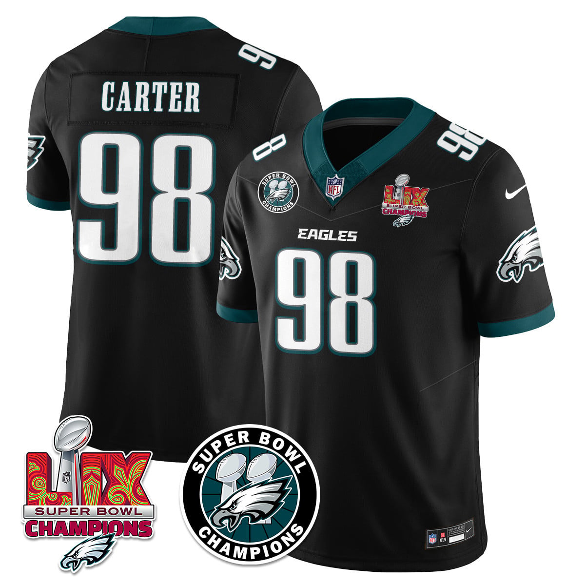 Men's Philadelphia Eagles Super Bowl LIX Champions Jersey V2 - All Stitched