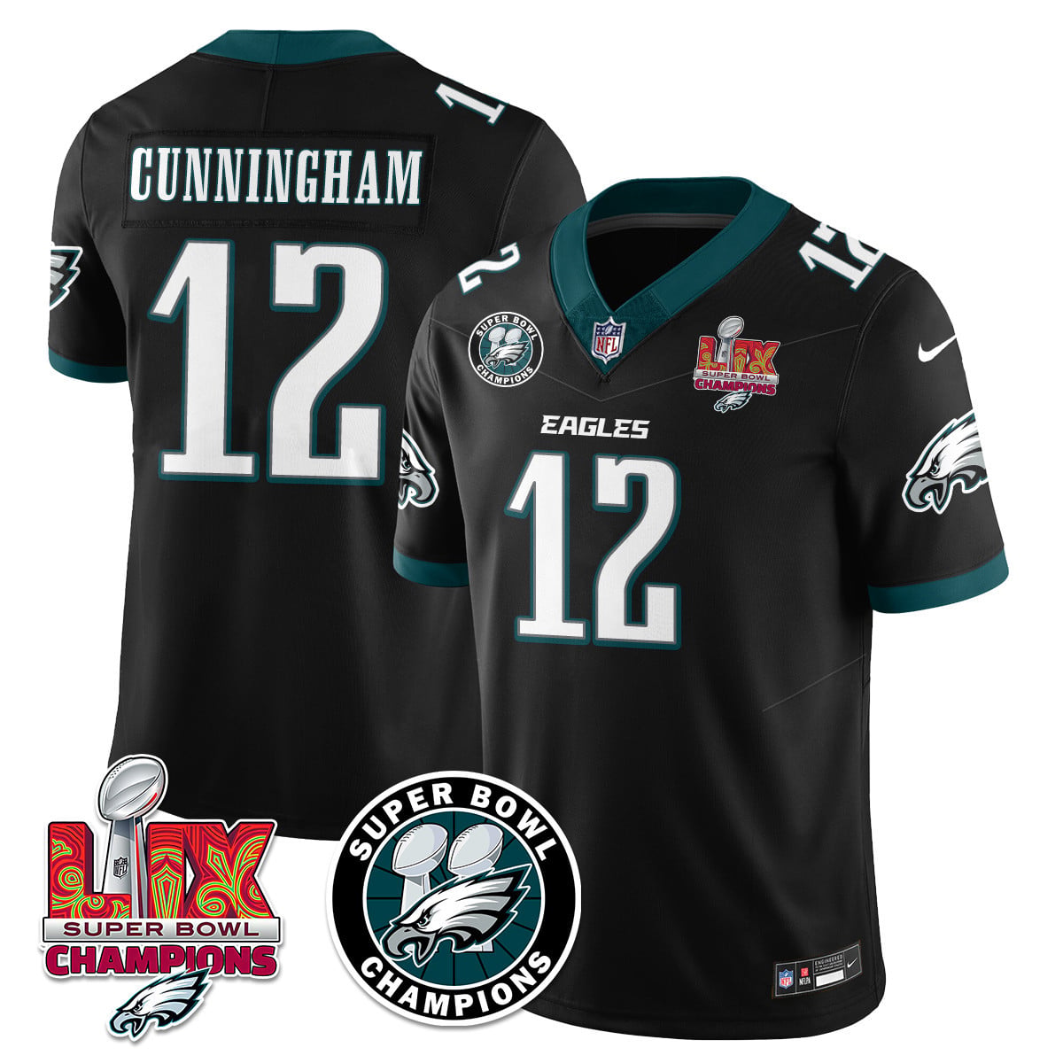 Men's Philadelphia Eagles Super Bowl LIX Champions Jersey V2 - All Stitched