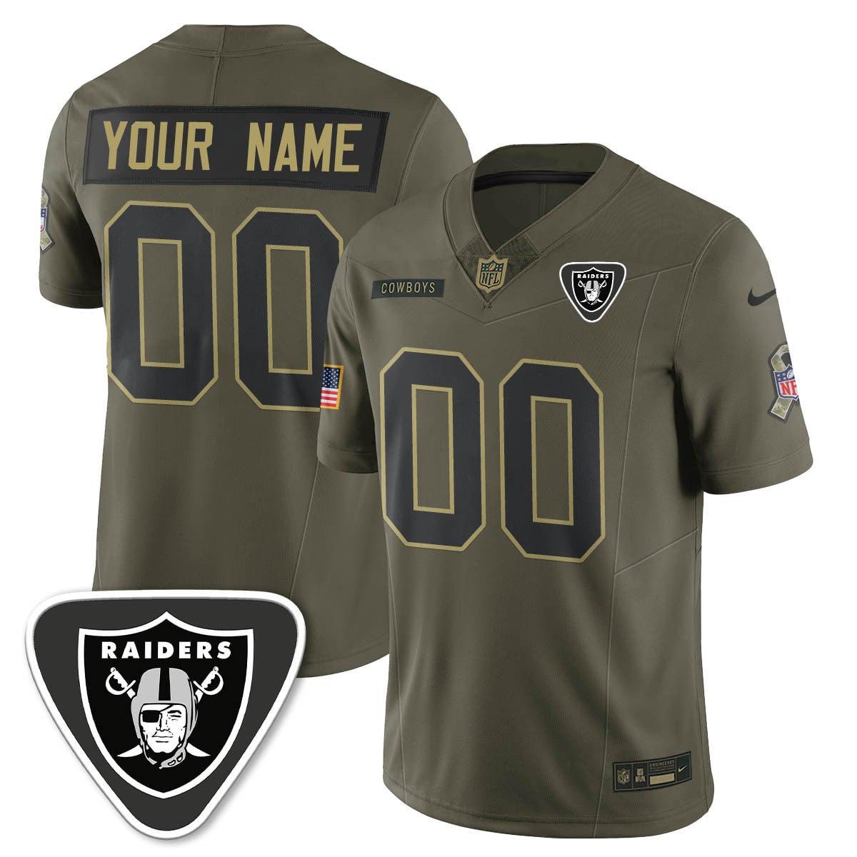 Las Vegas Raiders 2025 Salute to Service Limited Custom Jersey - All Stitched