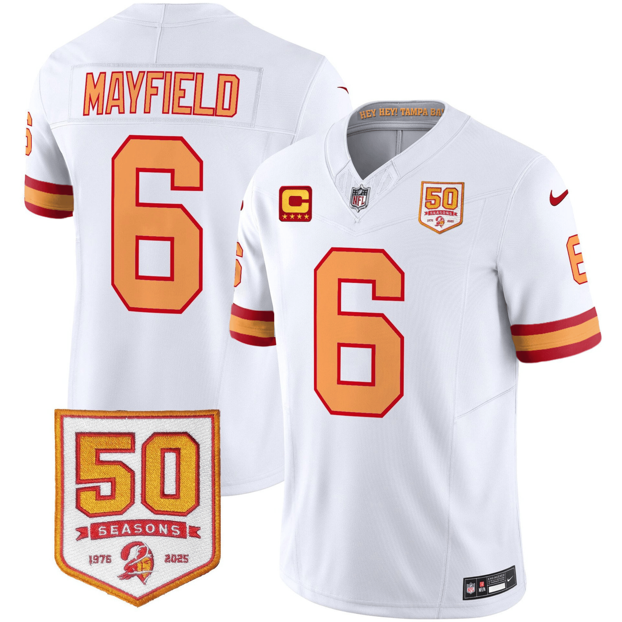 Men's Tampa Bay Buccaneers Throwback 50th Season Patch Vapor Limited Jersey - All Stitched