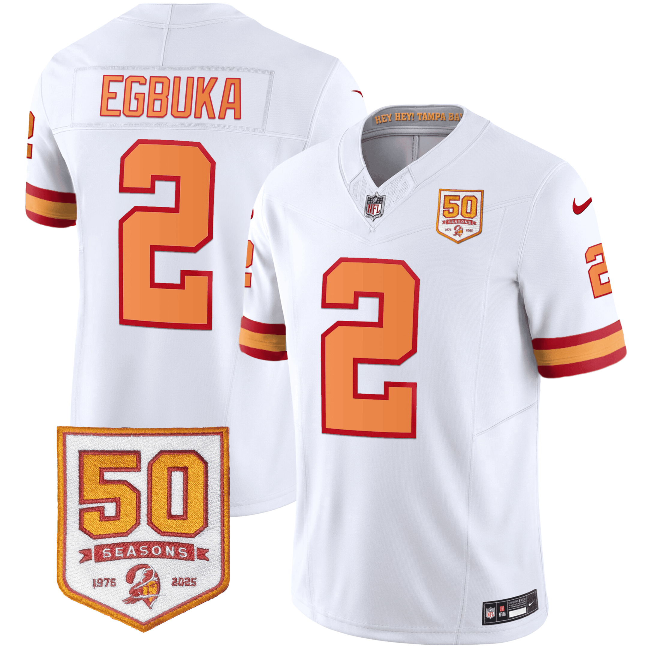 Men's Tampa Bay Buccaneers Throwback 50th Season Patch Vapor Limited Jersey - All Stitched
