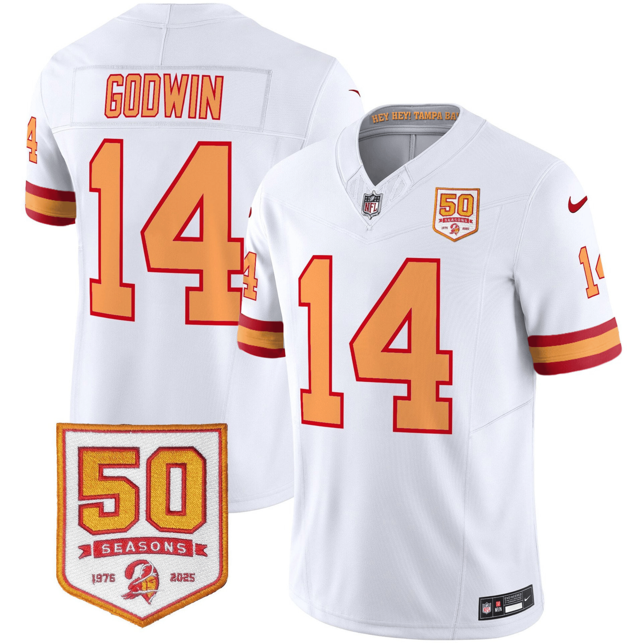 Men's Tampa Bay Buccaneers Throwback 50th Season Patch Vapor Limited Jersey - All Stitched