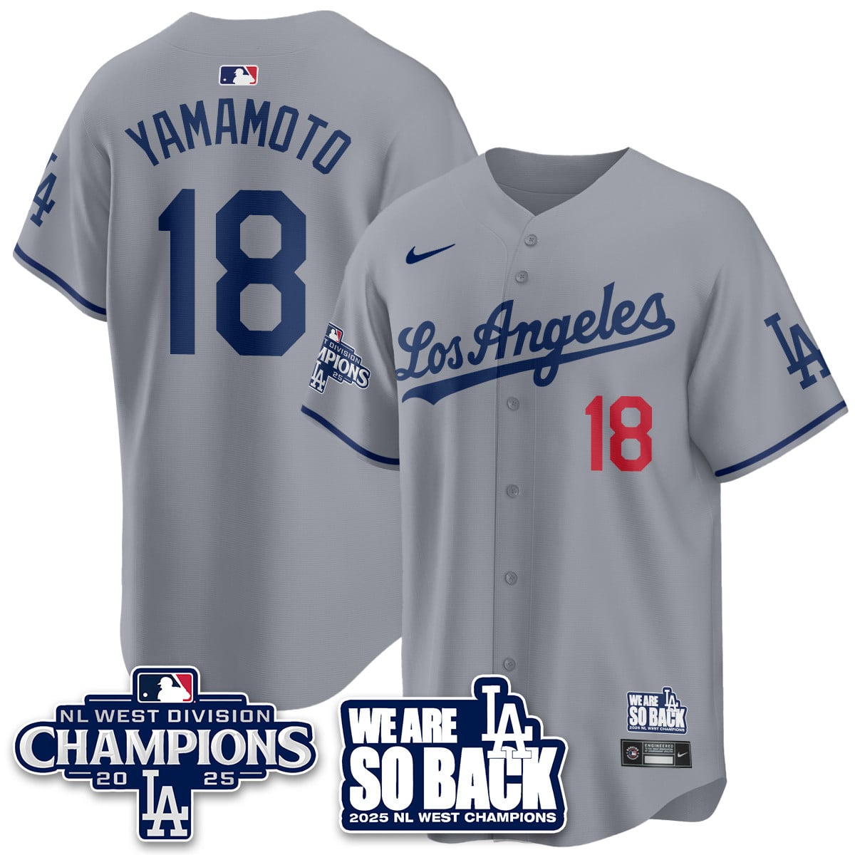 Los Angeles Dodgers 2025 NL West Division Champions Jersey - All Stitched
