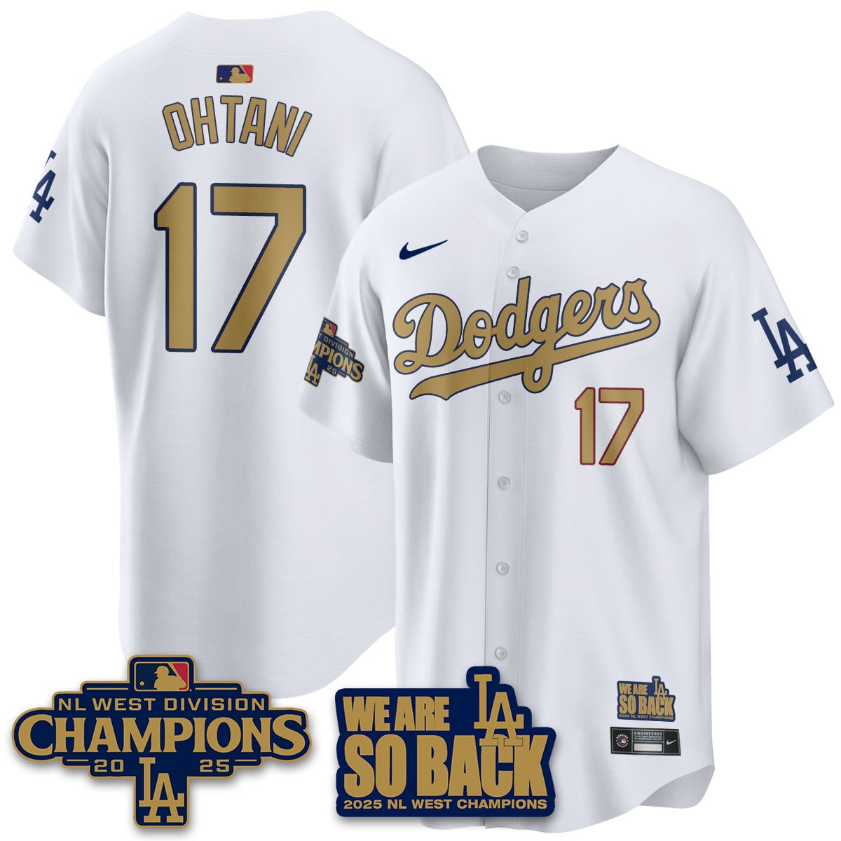 Los Angeles Dodgers 2025 NL West Division Champions Jersey - All Stitched
