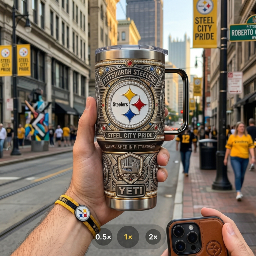 Pittsburgh Steelers 40 oz Tumbler with Handle and Lid