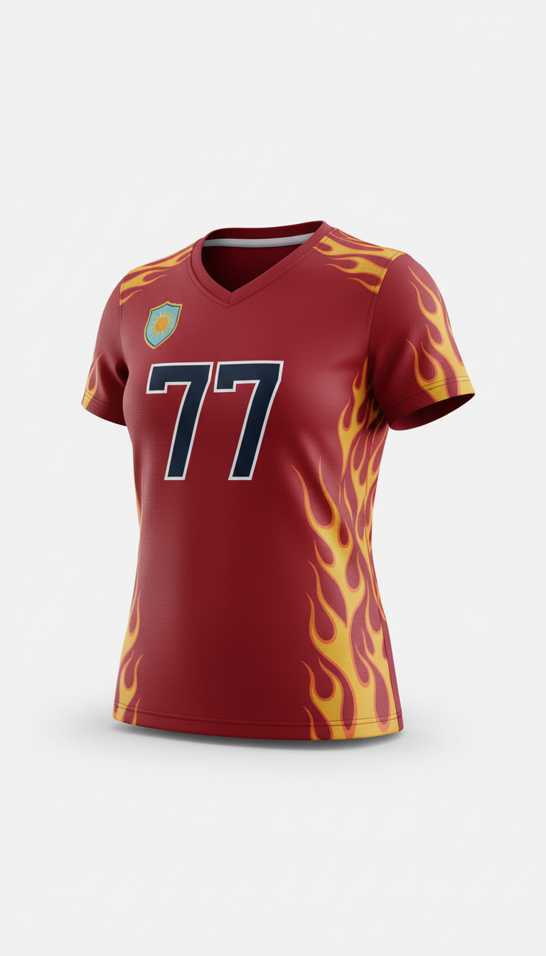 Women's jersey with golden flame trims