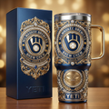 Milwaukee Brewers 40 oz Tumbler with Handle Lid and Straw