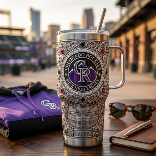 Colorado Rockies 40 oz Tumbler with Handle and Lid