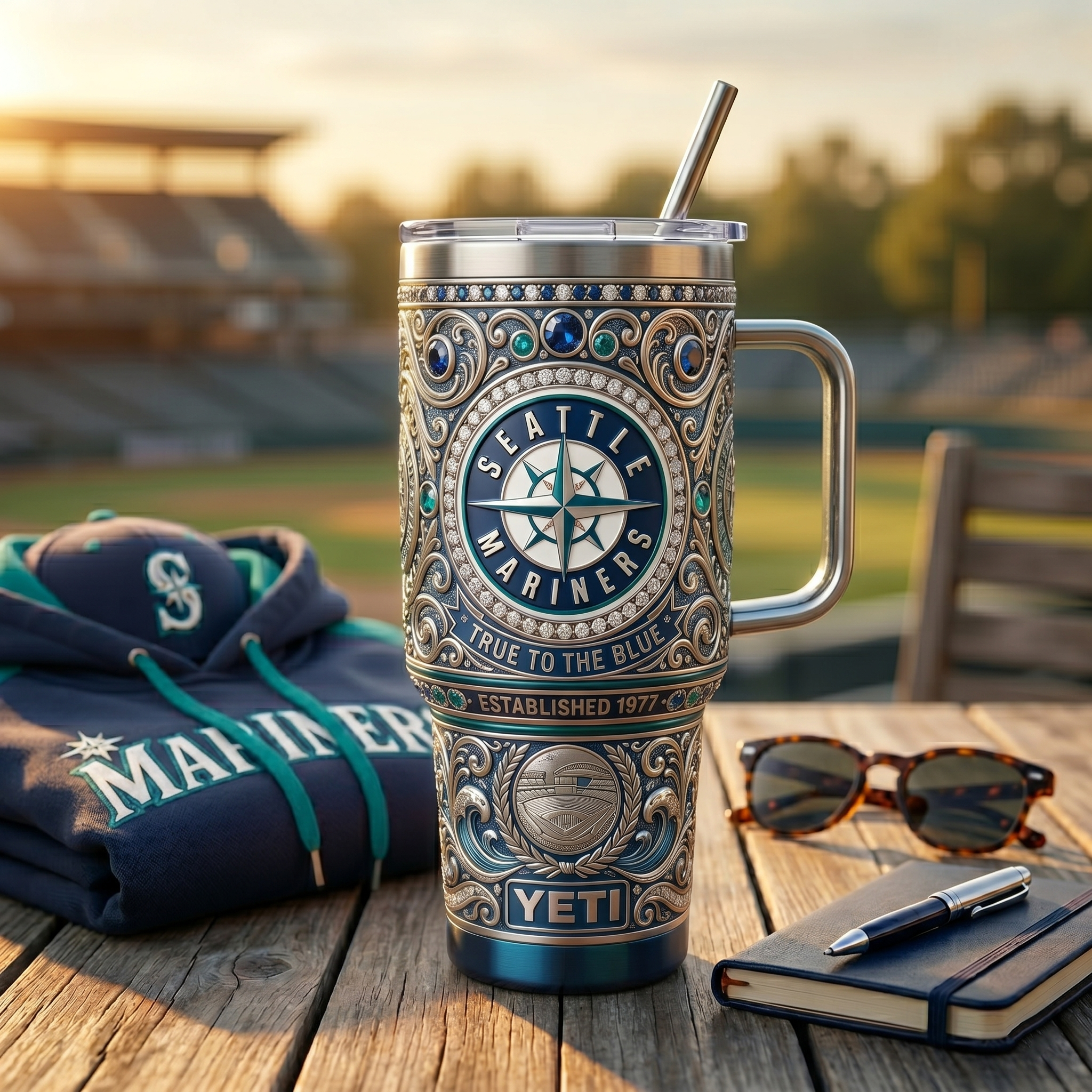 Seattle Mariners 40 oz Tumbler with Handle and Lid