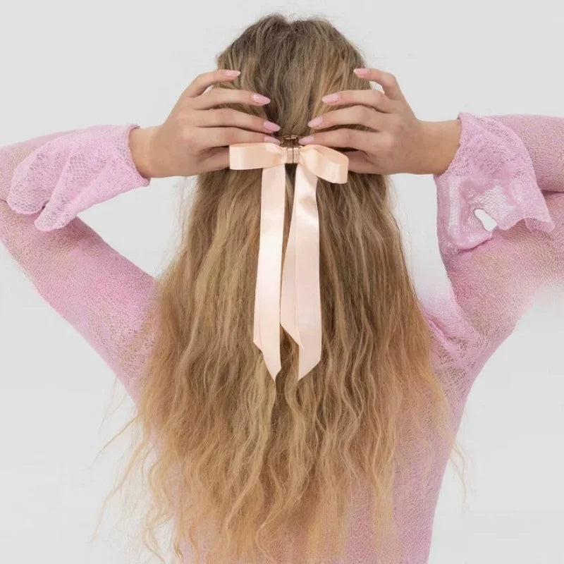 Magnetic Hair Clips with Bow & Long Ribbons Invisible Hold for Thick Hair,Elegant Hair Accessories for Women Girls, Gift for Her