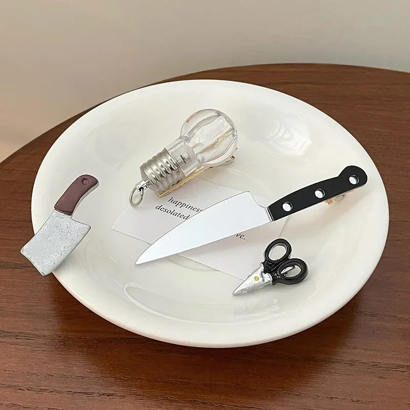 Creative Weird Simulation Scissors Knife Hair Clips Women Funny Hairpins Girls Hairclip Punk Barrette Hairpins New Headwear Y2k