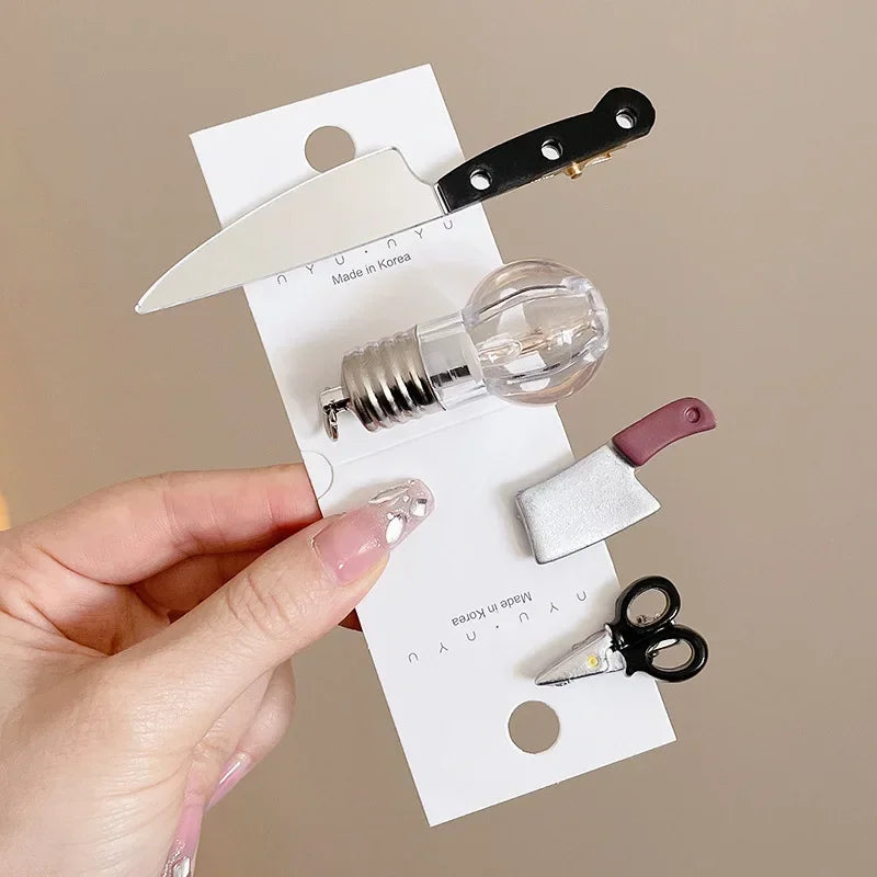 Creative Weird Simulation Scissors Knife Hair Clips Women Funny Hairpins Girls Hairclip Punk Barrette Hairpins New Headwear Y2k