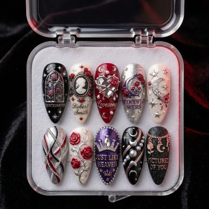 The Cure Handmade Press On Nails | Reusable 3D Nail Set