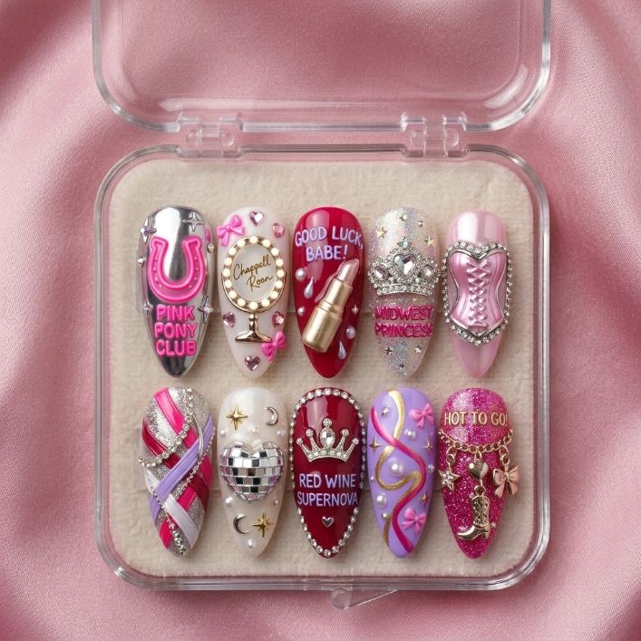 Chappell Roan Handmade Press On Nails | Reusable 3D Nail Set