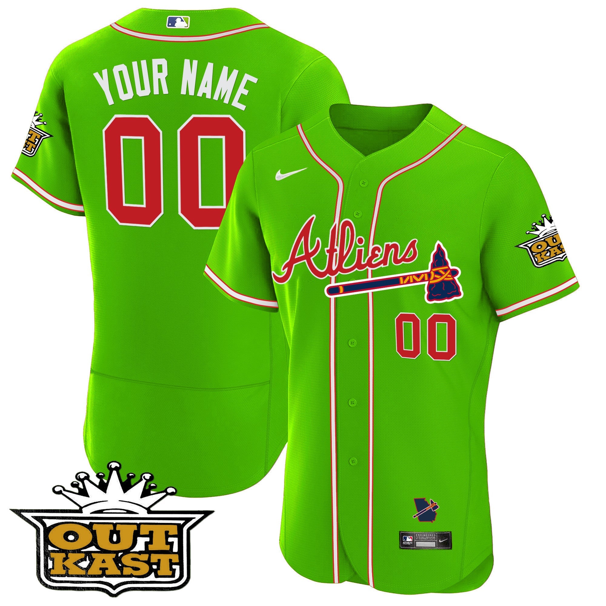 Atlanta Braves Atliens Flex Base Custom Jersey - All Stitched