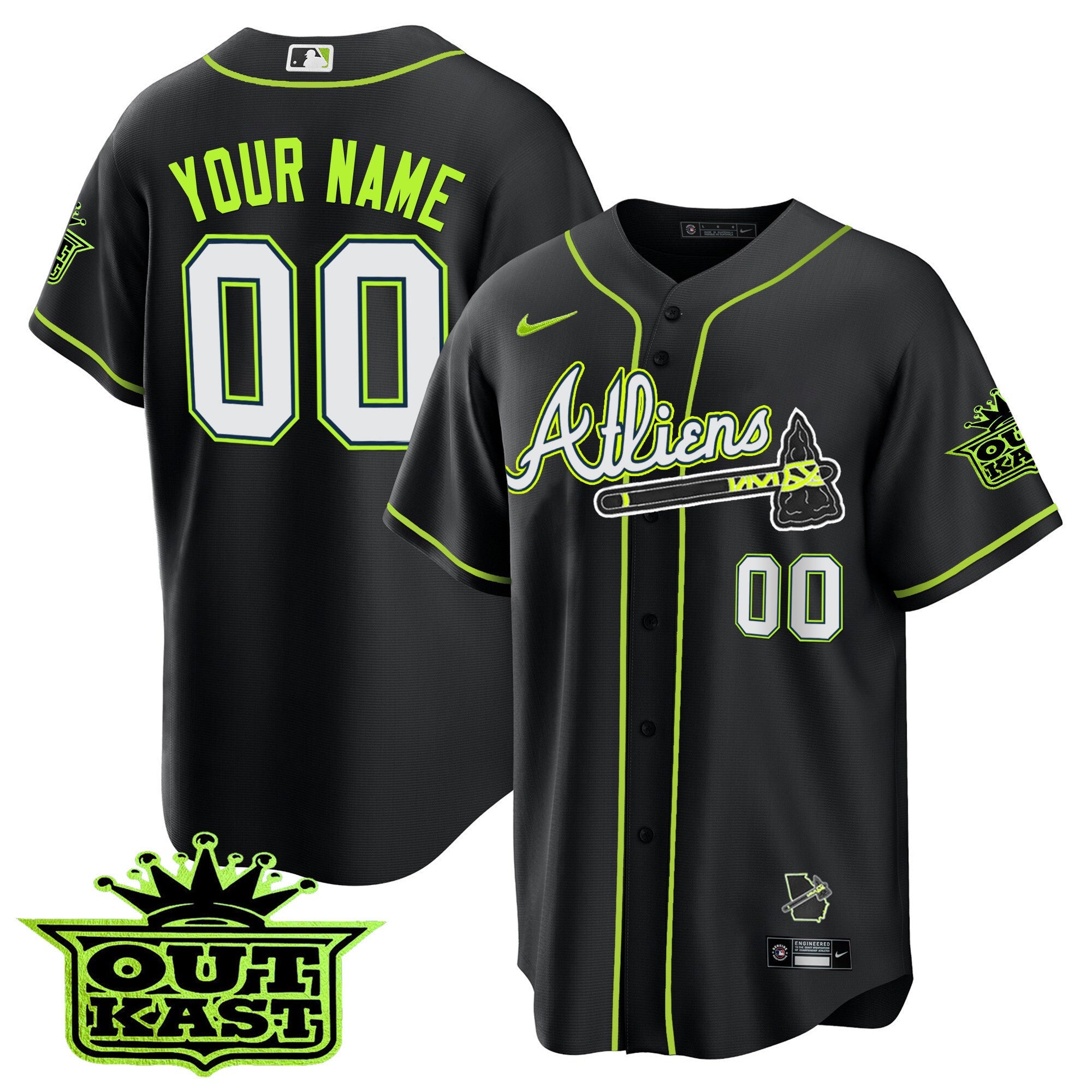 Atlanta Braves Atliens Cool Base Custom Jersey - All Stitched