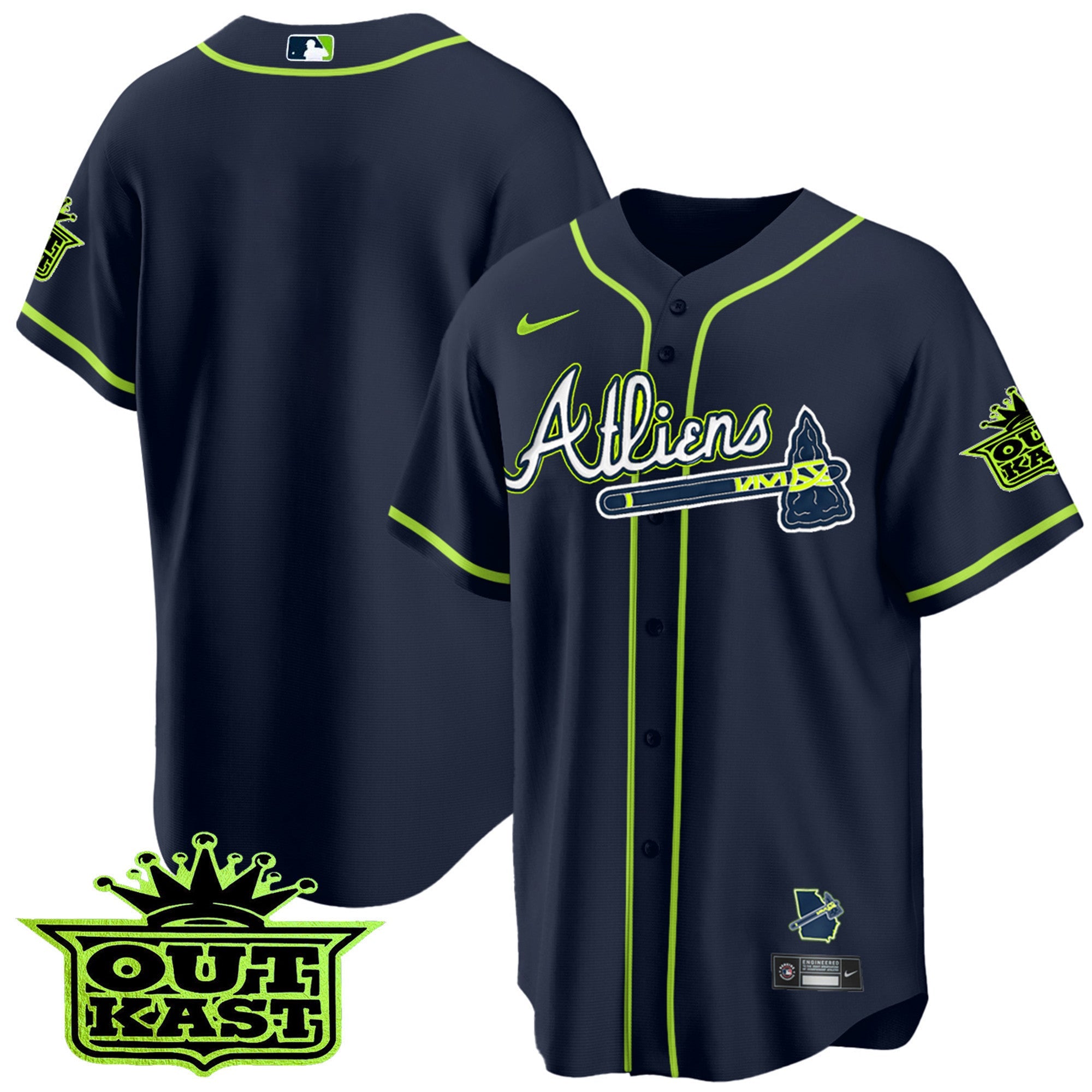 Men's Atlanta Braves Atliens Cool Base Jersey V2 - All Stitched
