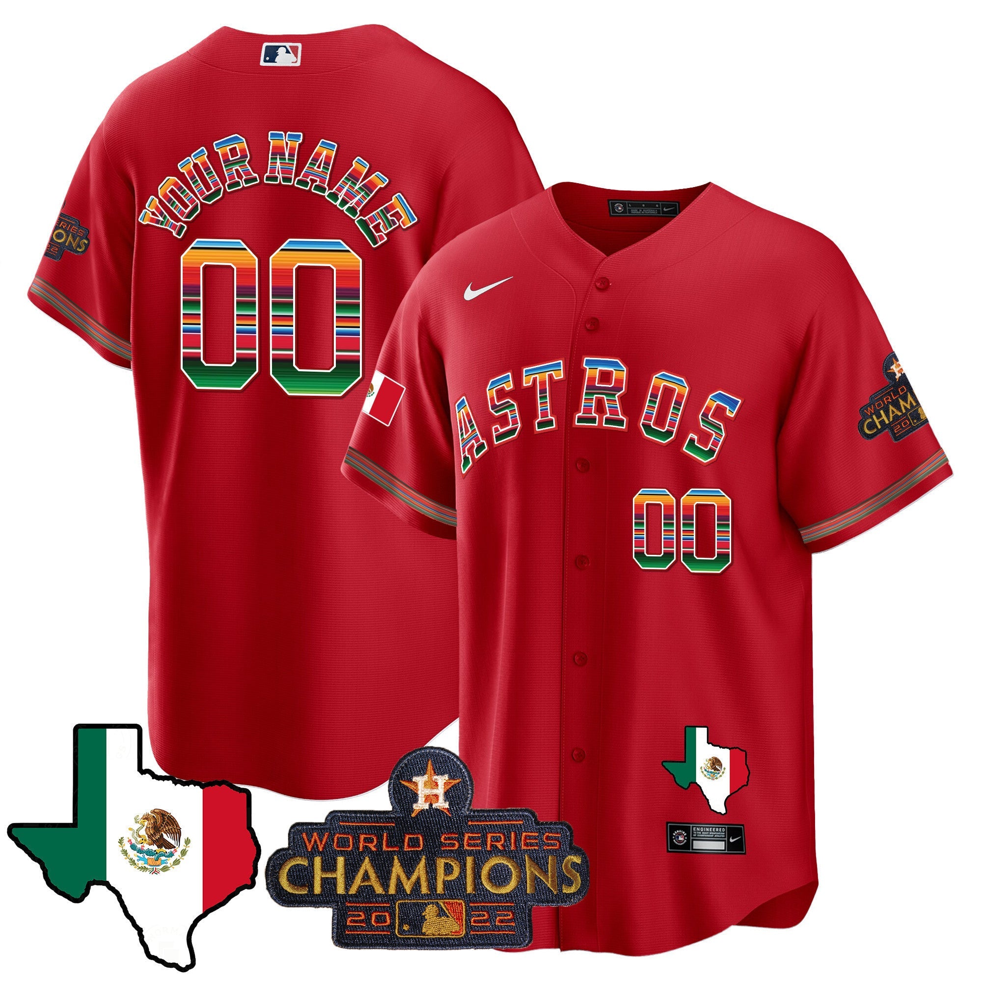Astros Mexico Texas Map Cool Base Custom Jersey - All Stitched