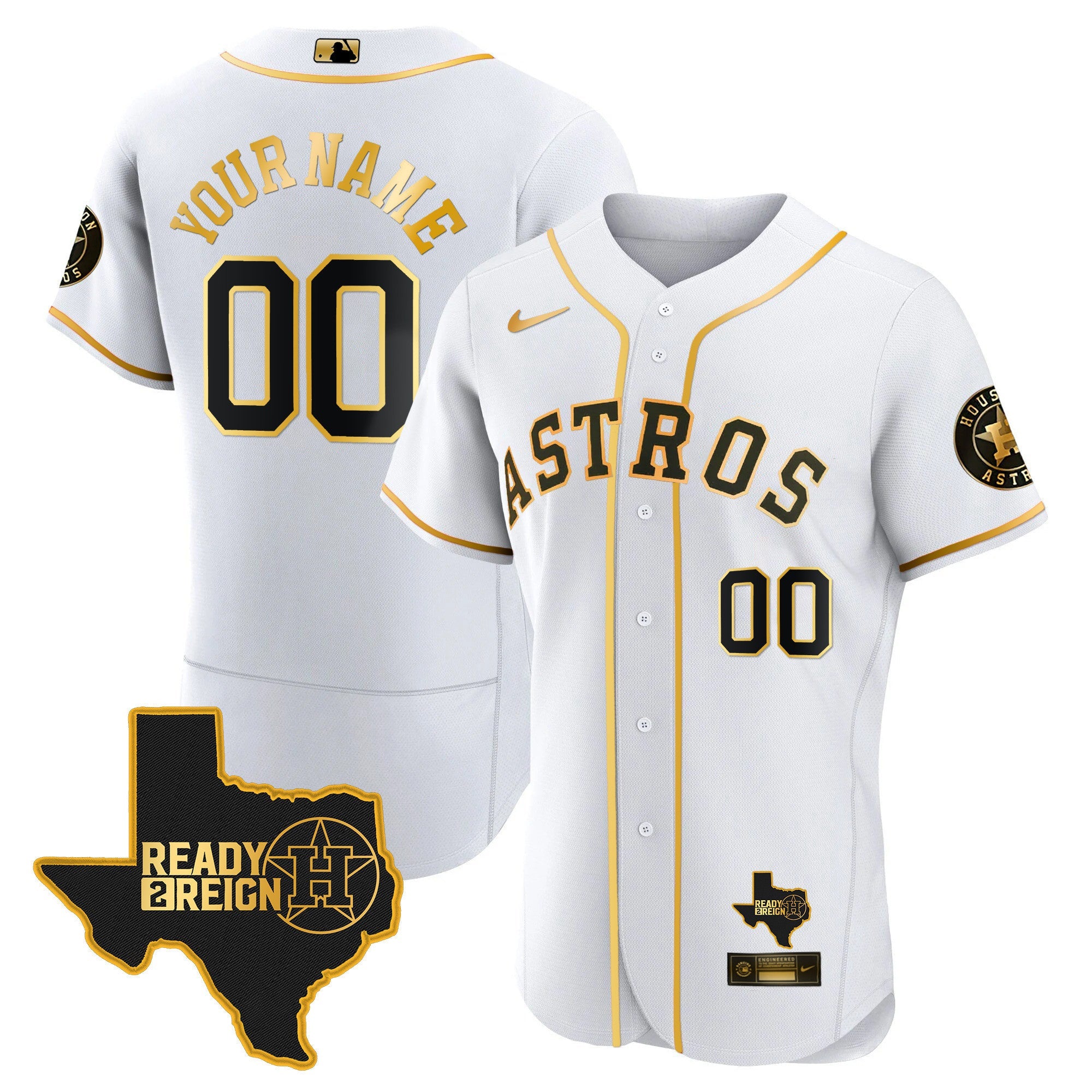 Houston Astros 2023 Ready 2 Reign Flex Base Custom Jersey - All Stitched