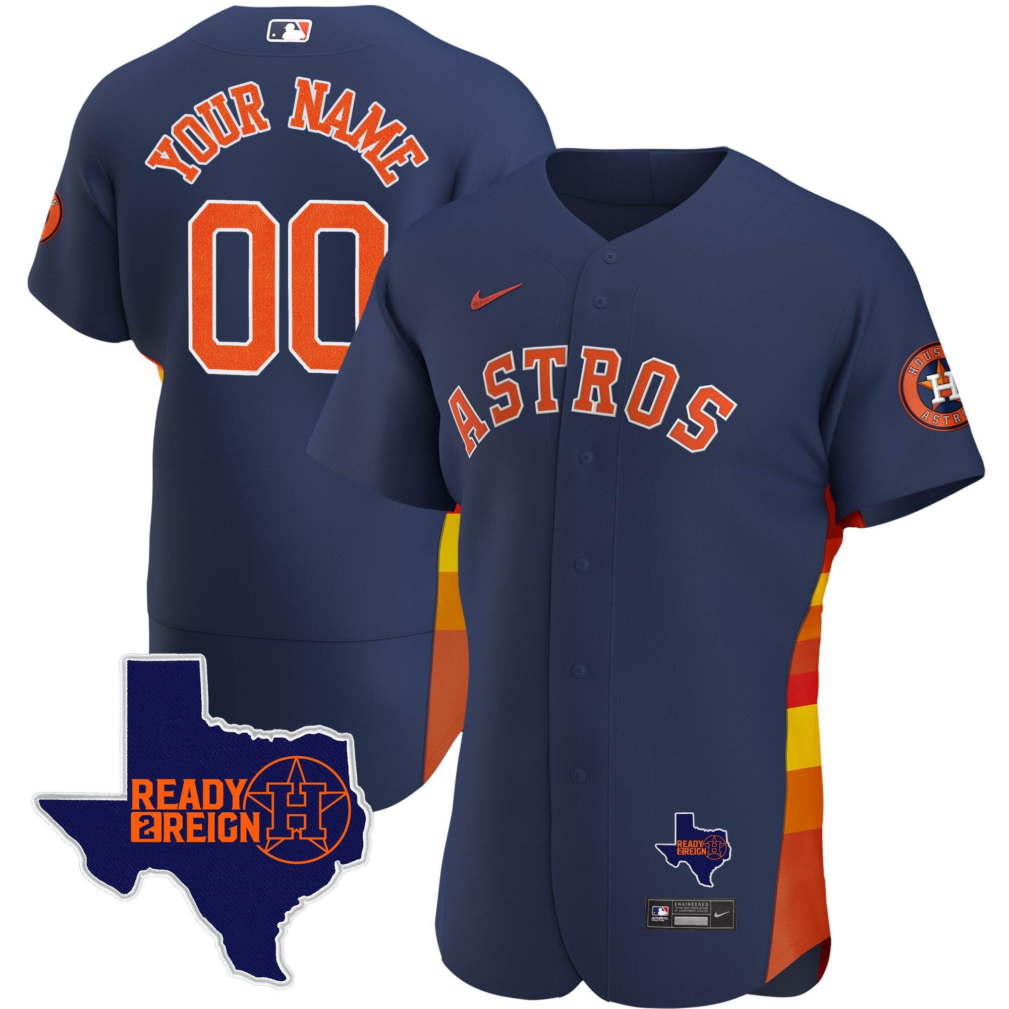 Houston Astros 2023 Ready 2 Reign Flex Base Custom Jersey - All Stitched