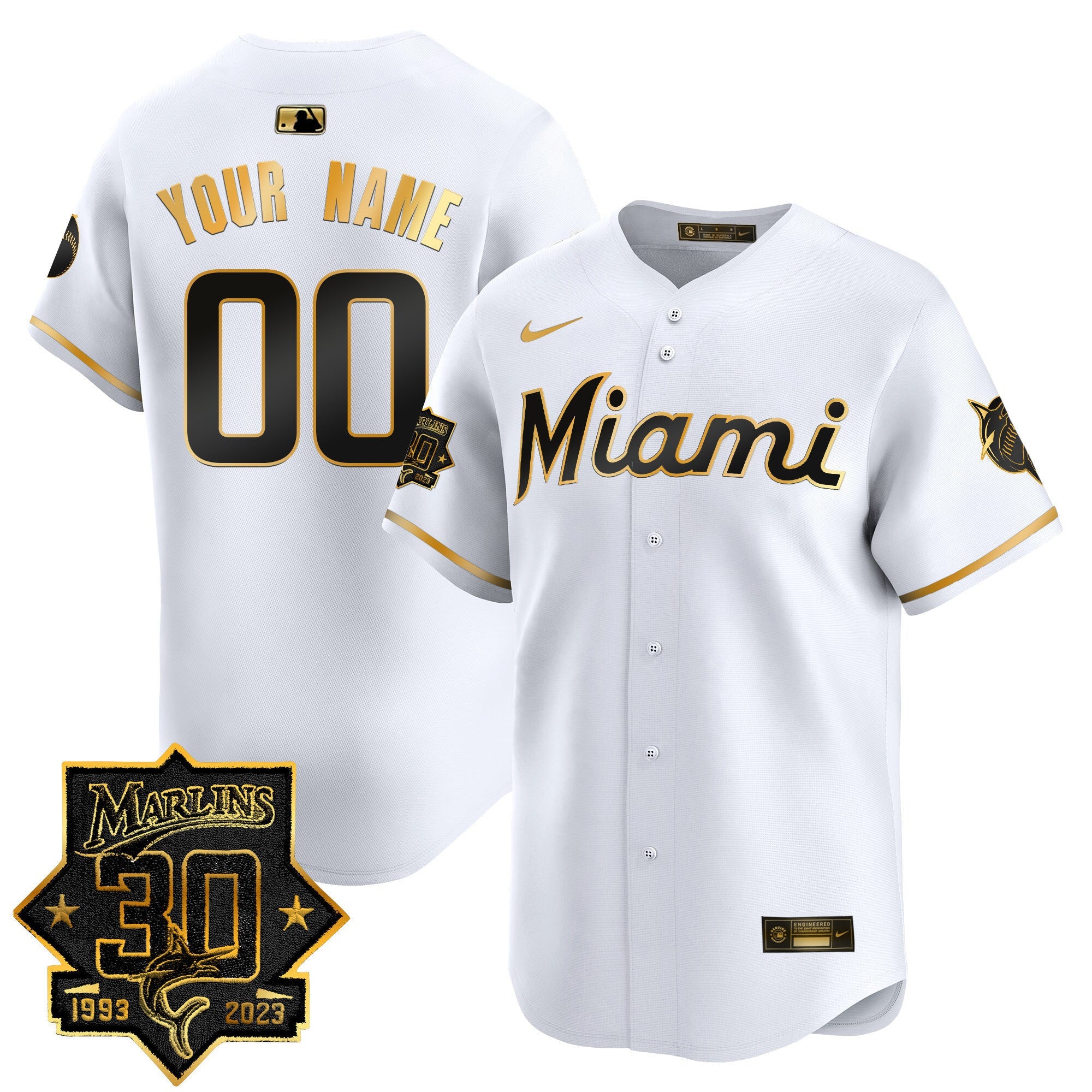 Miami Marlins 30 Seasons Anniversary Patch Vapor Premier Limited Custom Jersey ?All Stitched
