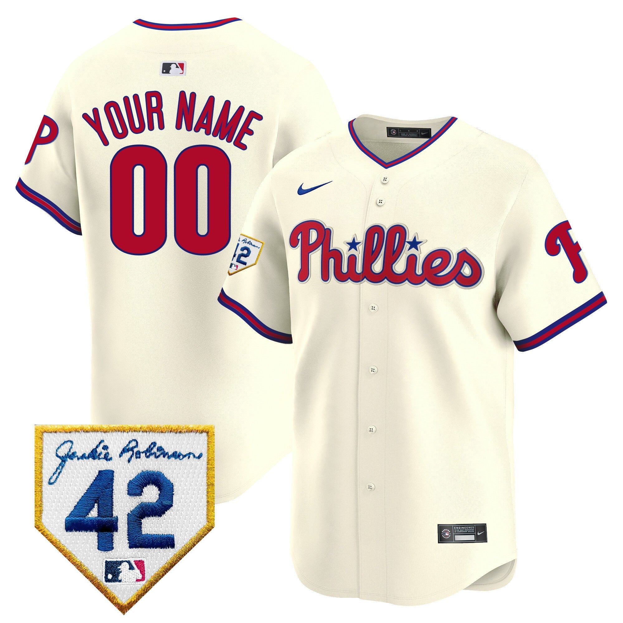 Phillies Jackie 2024 Robinson Patch Vapor Premier Limited Custom Jersey - All Stitched