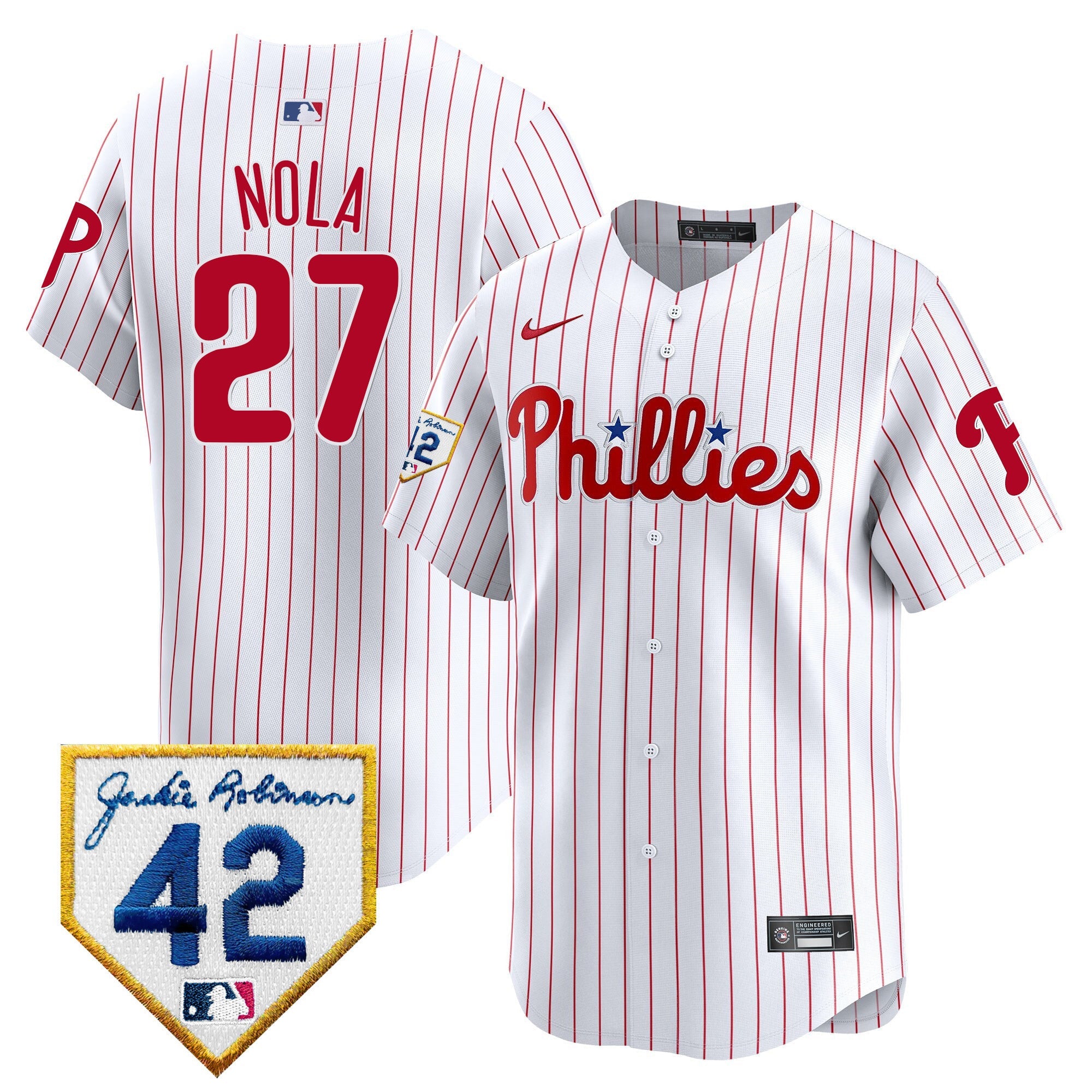 Men's Phillies 2024 Jackie Robinson Patch Vapor Premier Limited Jersey - All Stitched