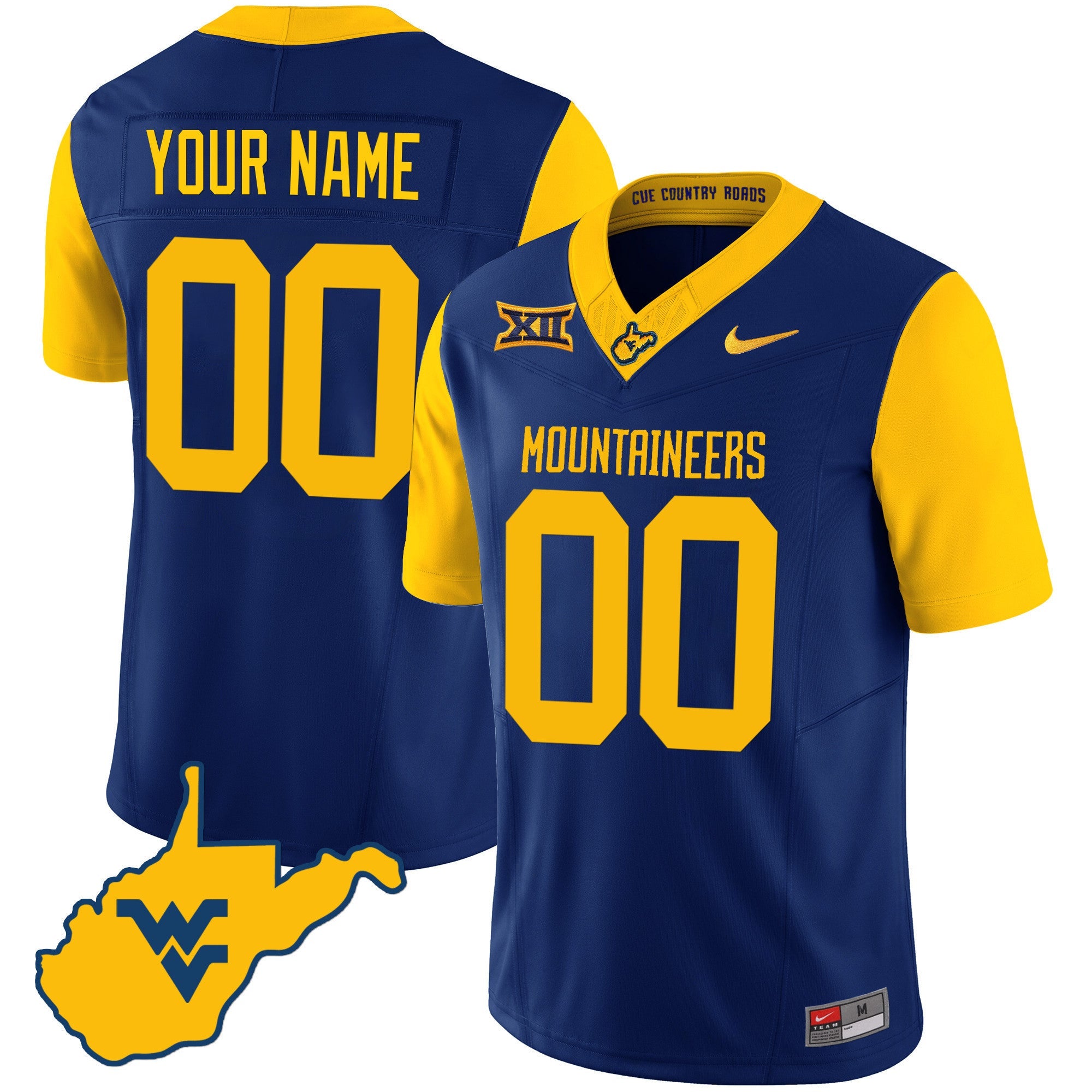 West Virginia Mountaineers 2023 Country Roads Custom Jersey - All Stitched