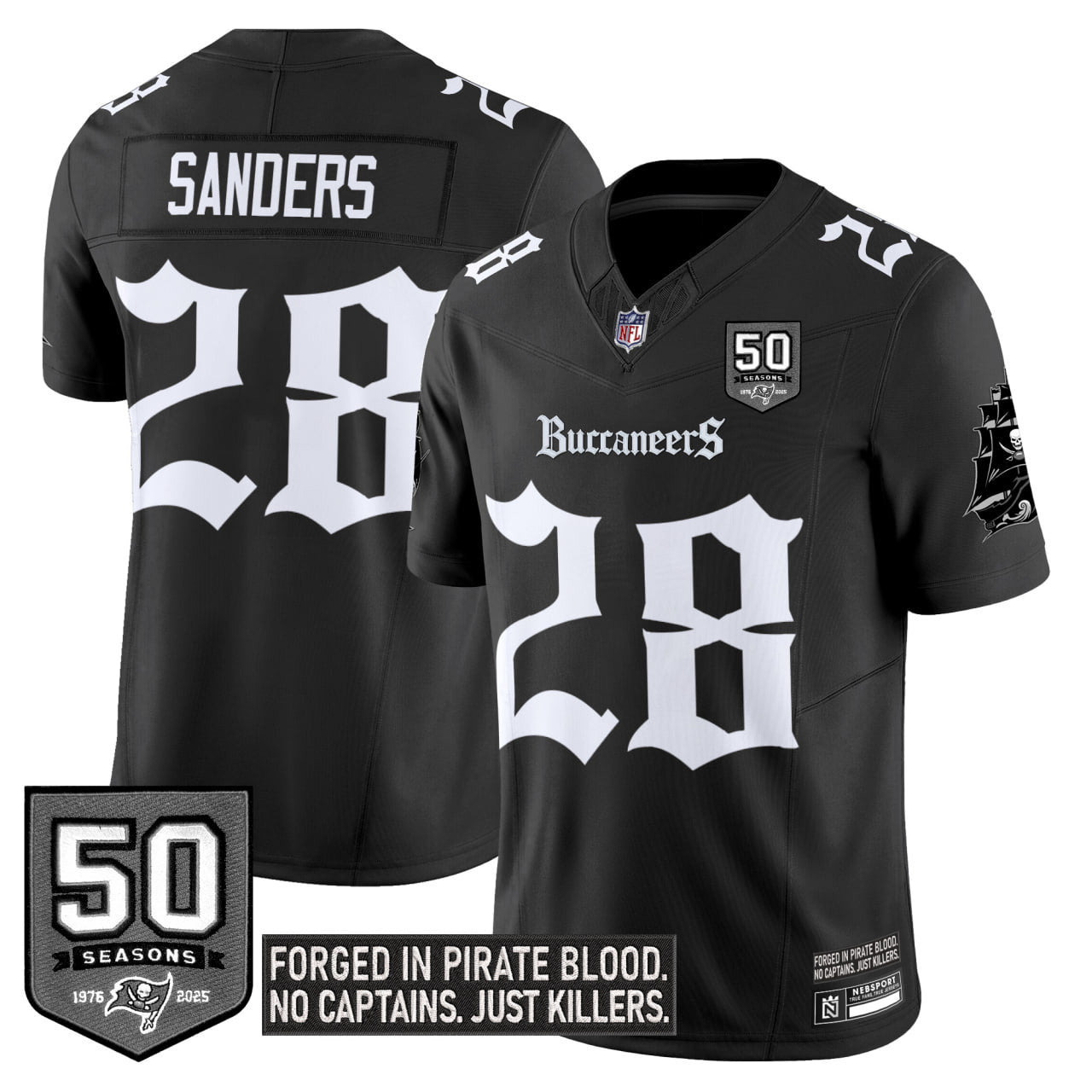 Women's Tampa Bay Buccaneers 'Gothic Pirate Shadows Edition' Limited Jersey V3 - All Stitched