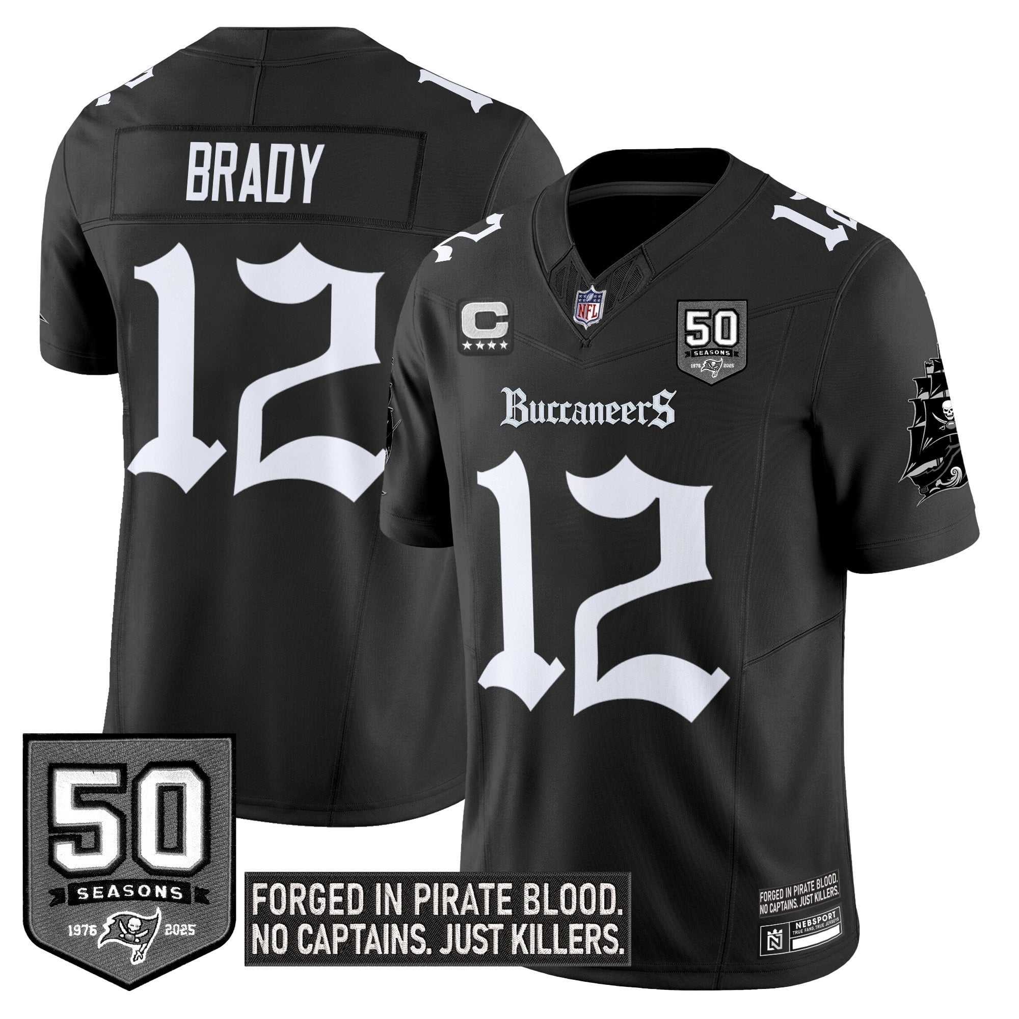 Youth's Tampa Bay Buccaneers 'Gothic Pirate Shadows Edition' Limited Jersey V3 - All Stitched