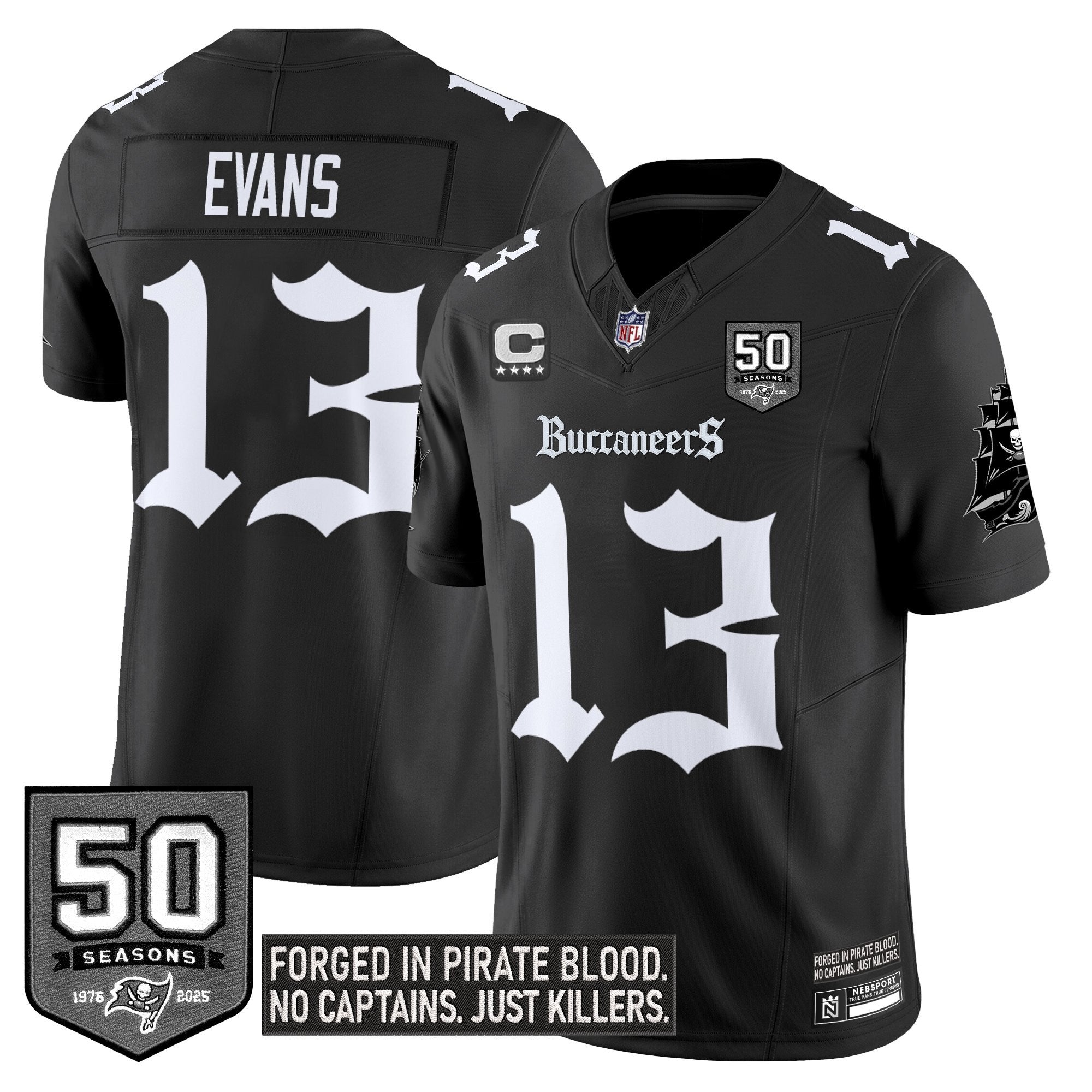 Youth's Tampa Bay Buccaneers 'Gothic Pirate Shadows Edition' Limited Jersey V3 - All Stitched
