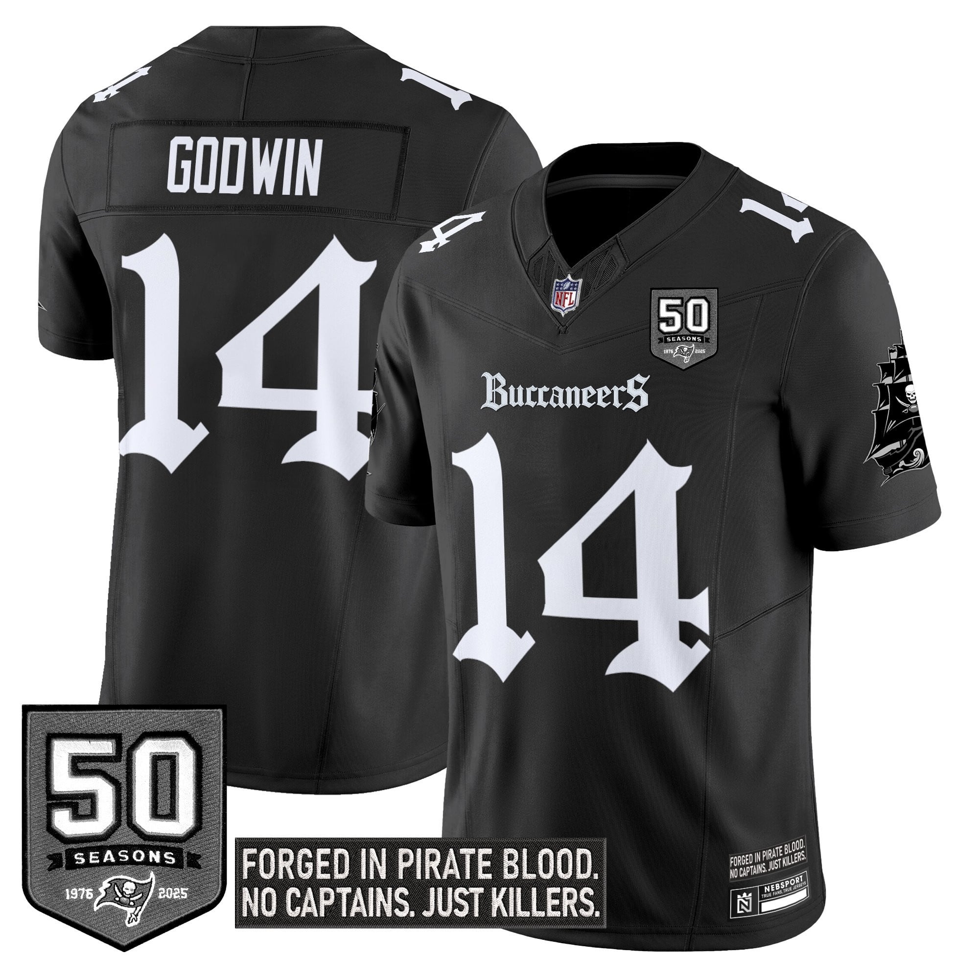 Women's Tampa Bay Buccaneers 'Gothic Pirate Shadows Edition' Limited Jersey V3 - All Stitched