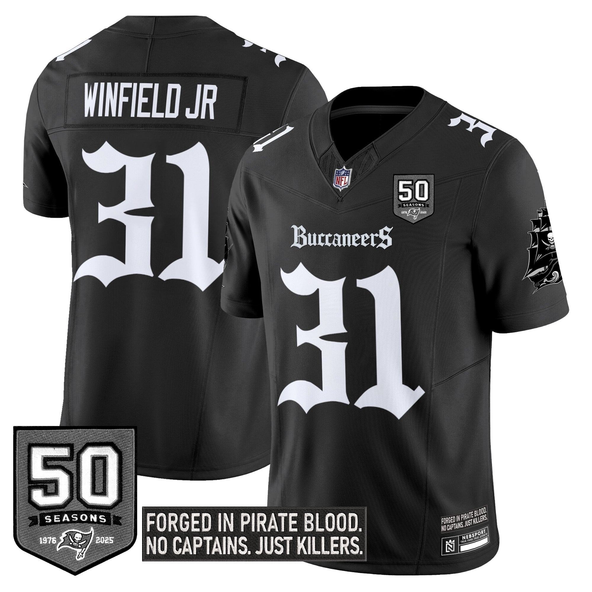 Women's Tampa Bay Buccaneers 'Gothic Pirate Shadows Edition' Limited Jersey V3 - All Stitched