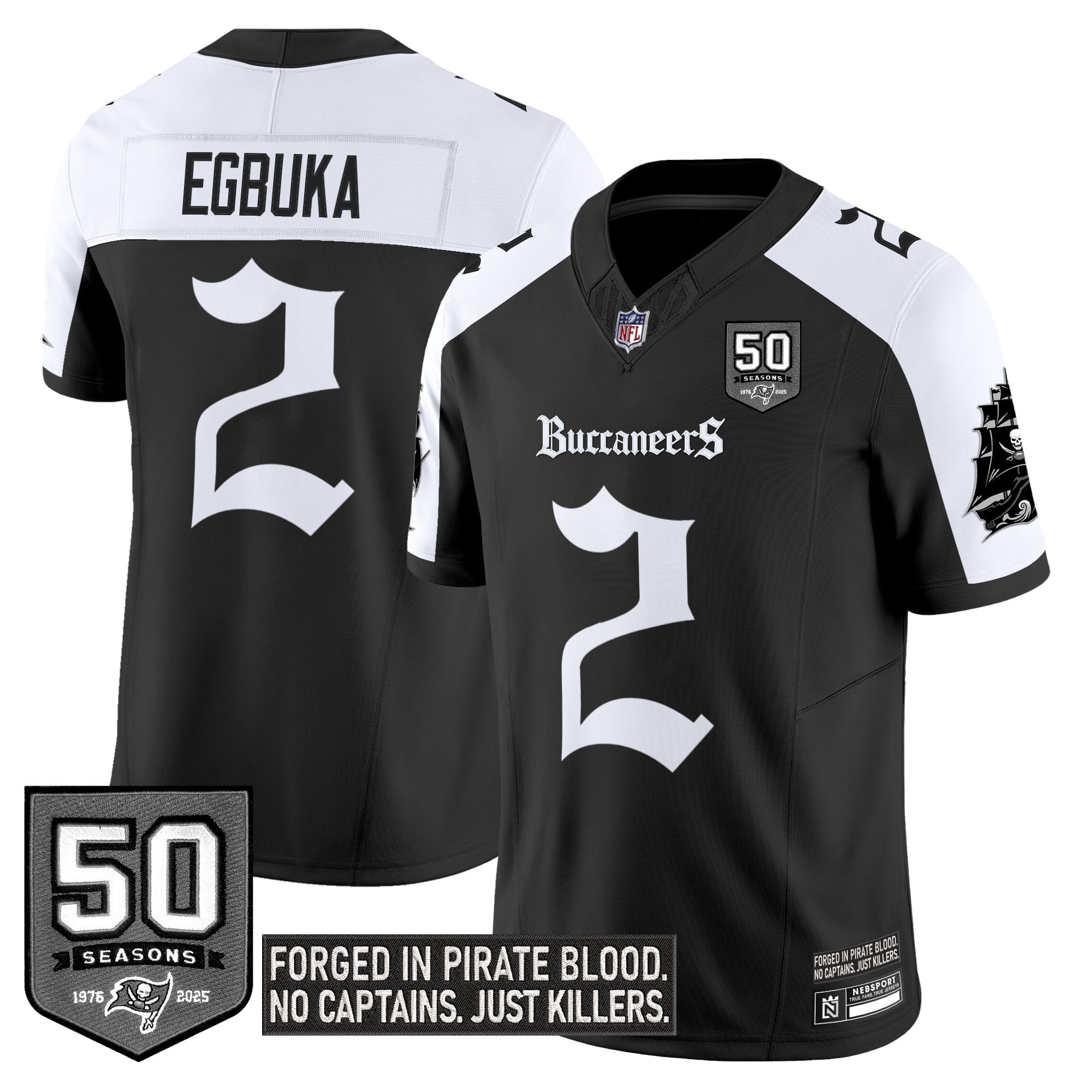 Youth's Tampa Bay Buccaneers 'Gothic Pirate Shadows Edition' Limited Jersey V3 - All Stitched