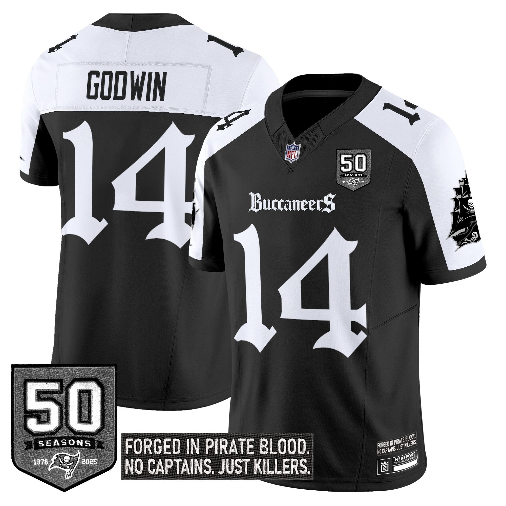 Youth's Tampa Bay Buccaneers 'Gothic Pirate Shadows Edition' Limited Jersey V3 - All Stitched