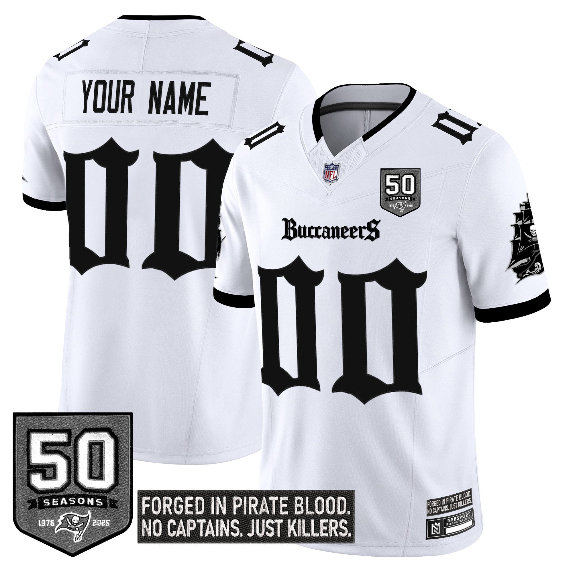 Tampa Bay Buccaneers 'Gothic Pirate Shadows Edition' Limited Custom Jersey V3 - All Stitched
