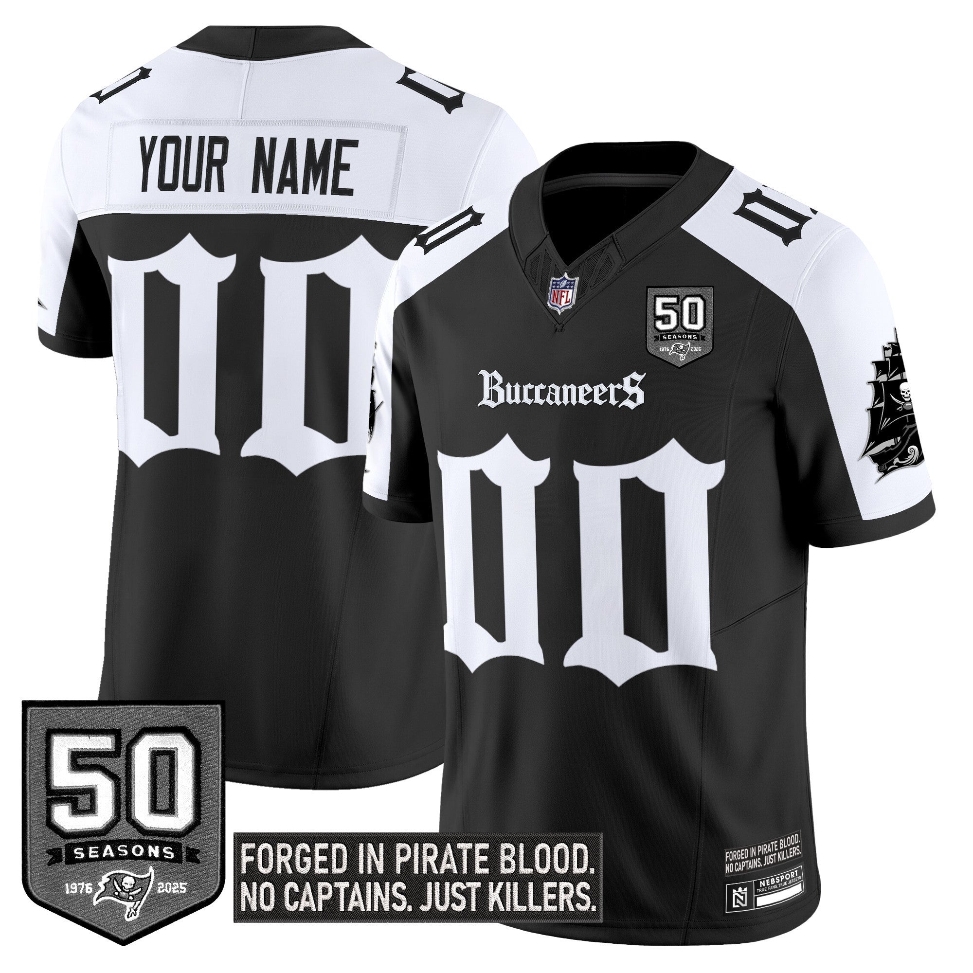 Tampa Bay Buccaneers 'Gothic Pirate Shadows Edition' Limited Custom Jersey V3 - All Stitched