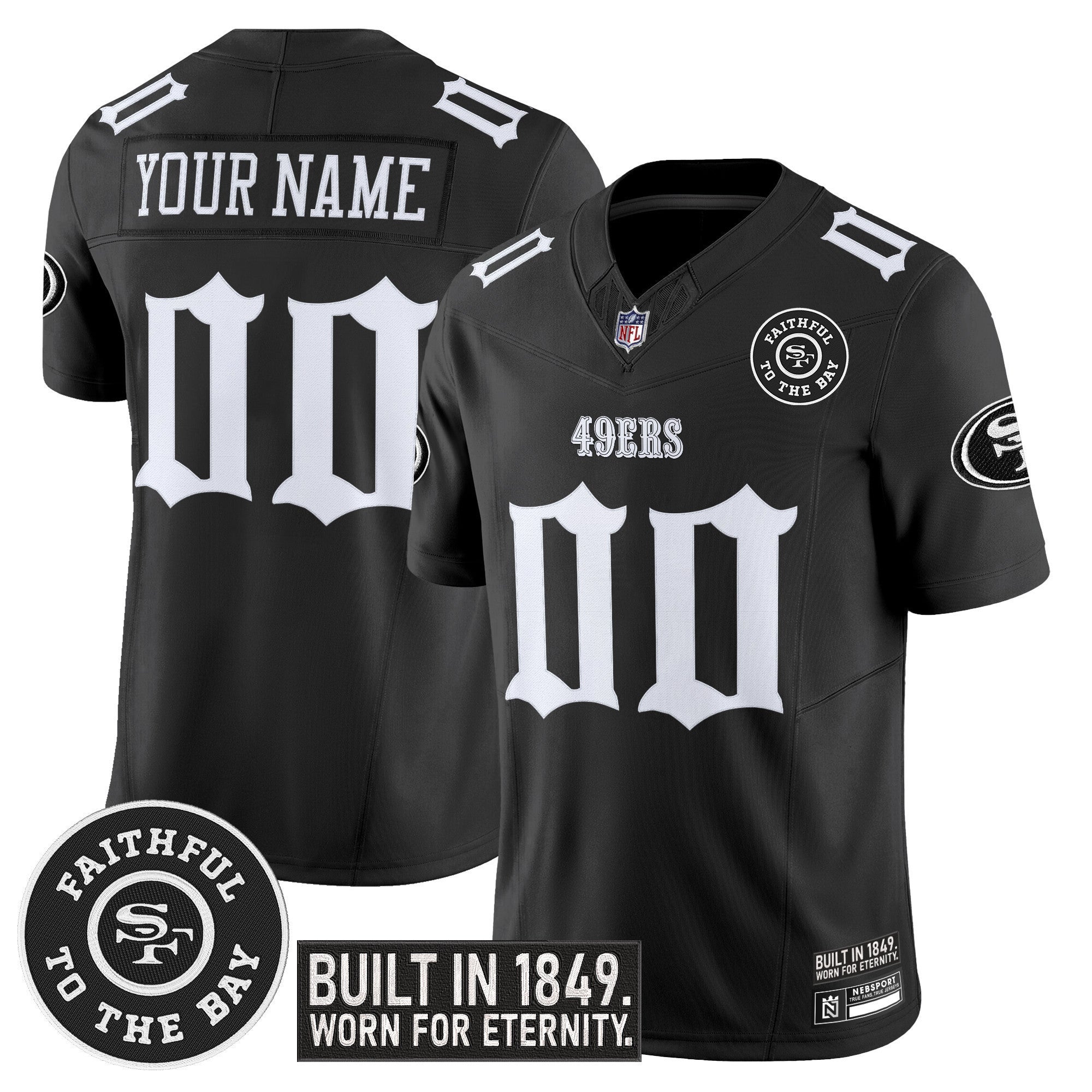 San Francisco 49ers 'Fog City Gothic Edition' Vapor Limited Custom Jersey V2 - All Stitched