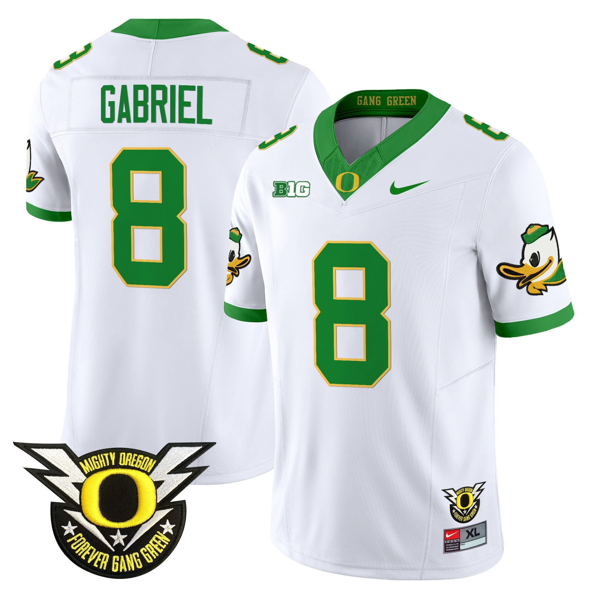 Men's Oregon Ducks 2024 Forever Gang Green & BIG Patch Vapor Limited Jersey - All Stitched