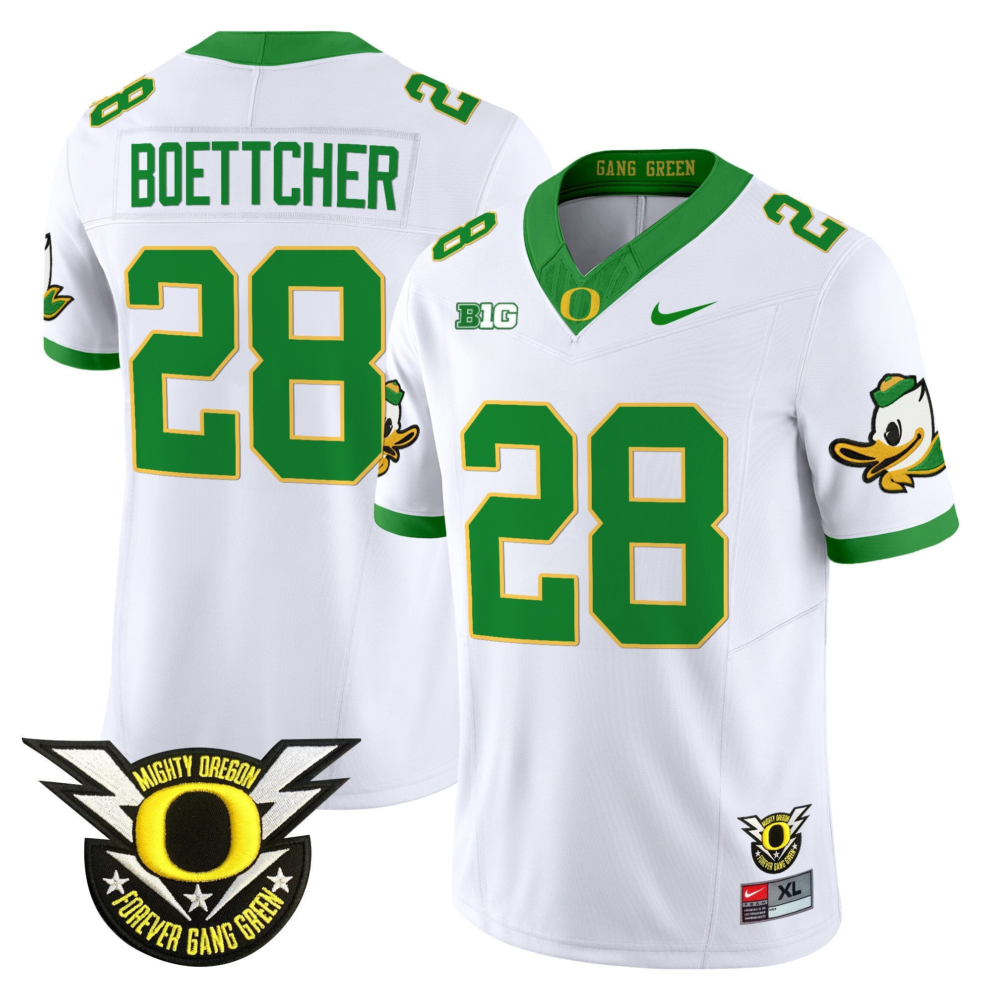 Men's Oregon Ducks 2024 Forever Gang Green & BIG Patch Vapor Limited Jersey - All Stitched